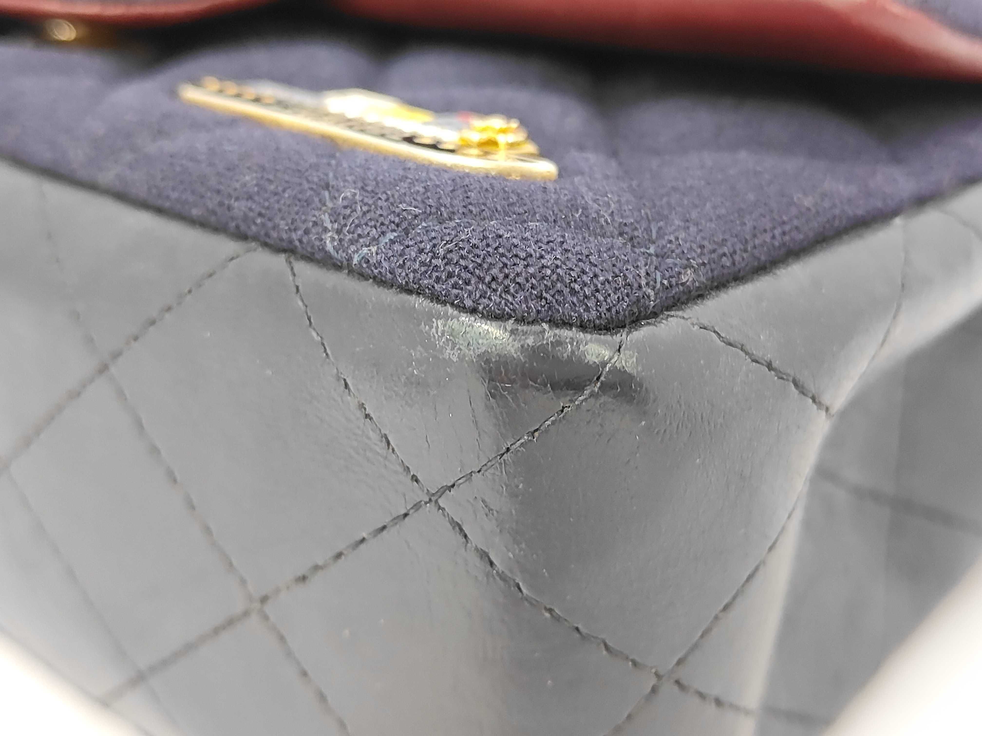 Matelassé Cotton Chain Shoulder Bag, Navy, Marine Charm — view 4