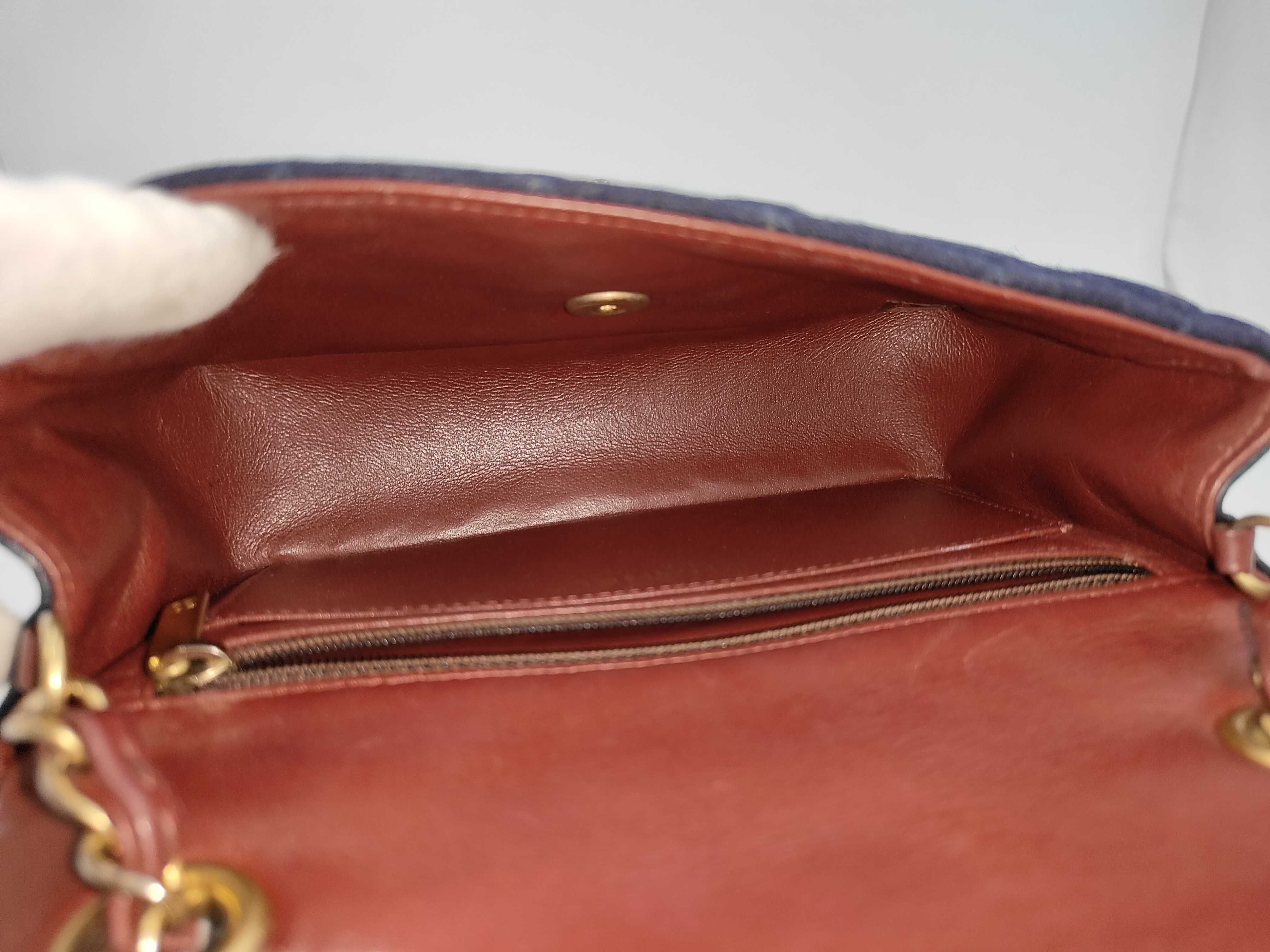 Matelassé Cotton Chain Shoulder Bag, Navy, Marine Charm — view 8