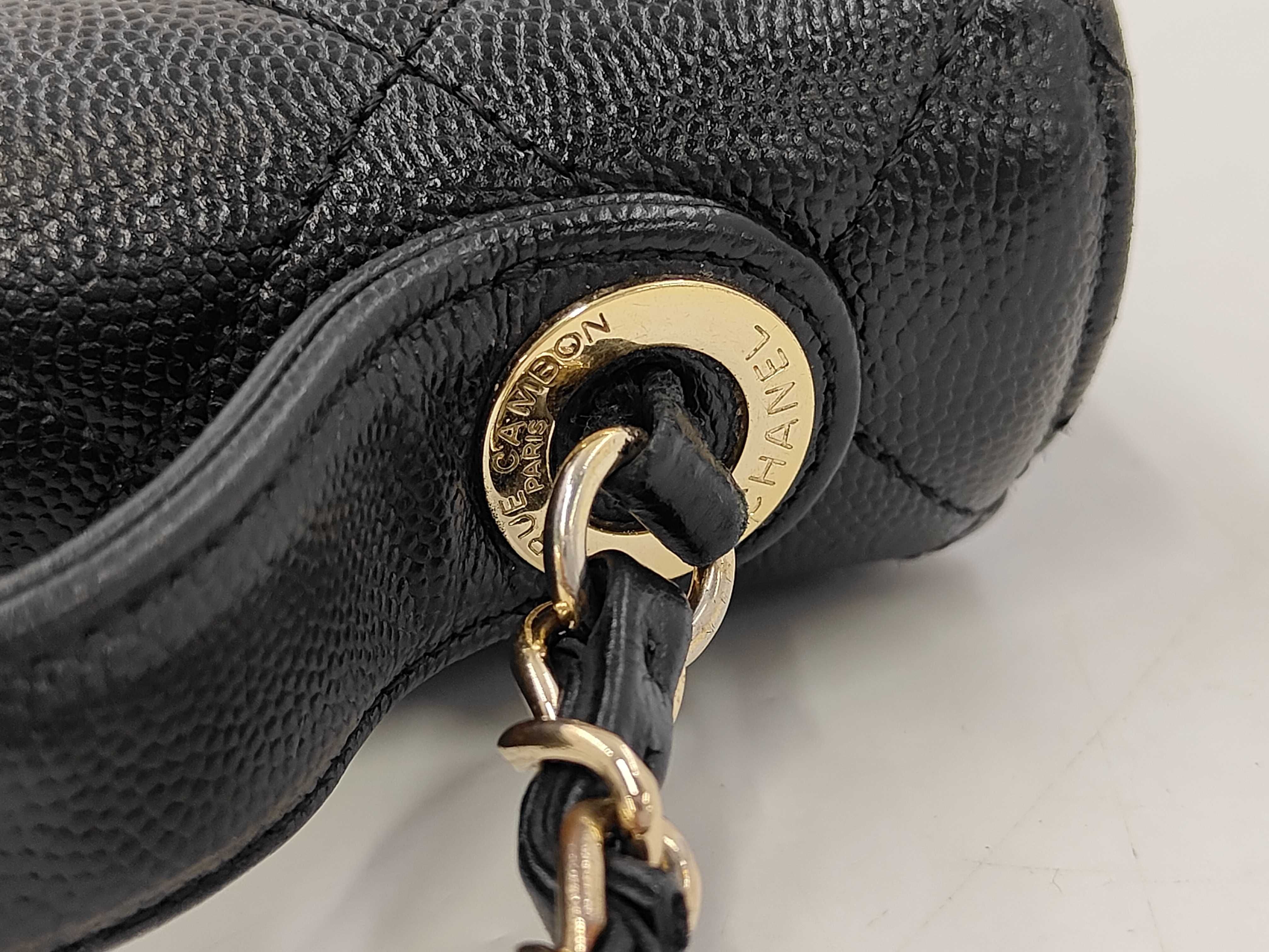 Matelassé Grained Calfskin Black Gold Shoulder Bag — view 6