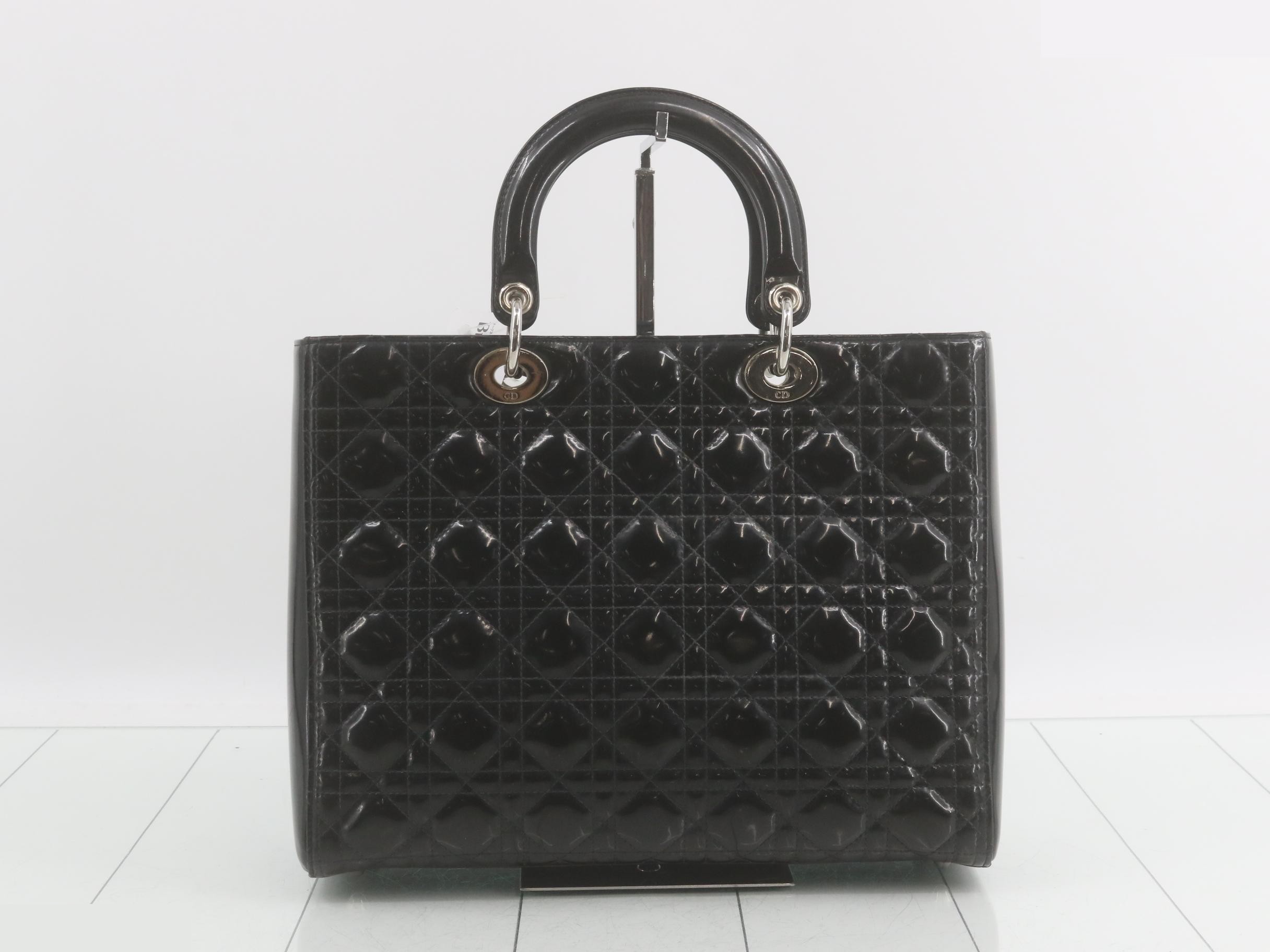 Lady Dior Canage Enamel 2-Way Handbag, Black — view 2