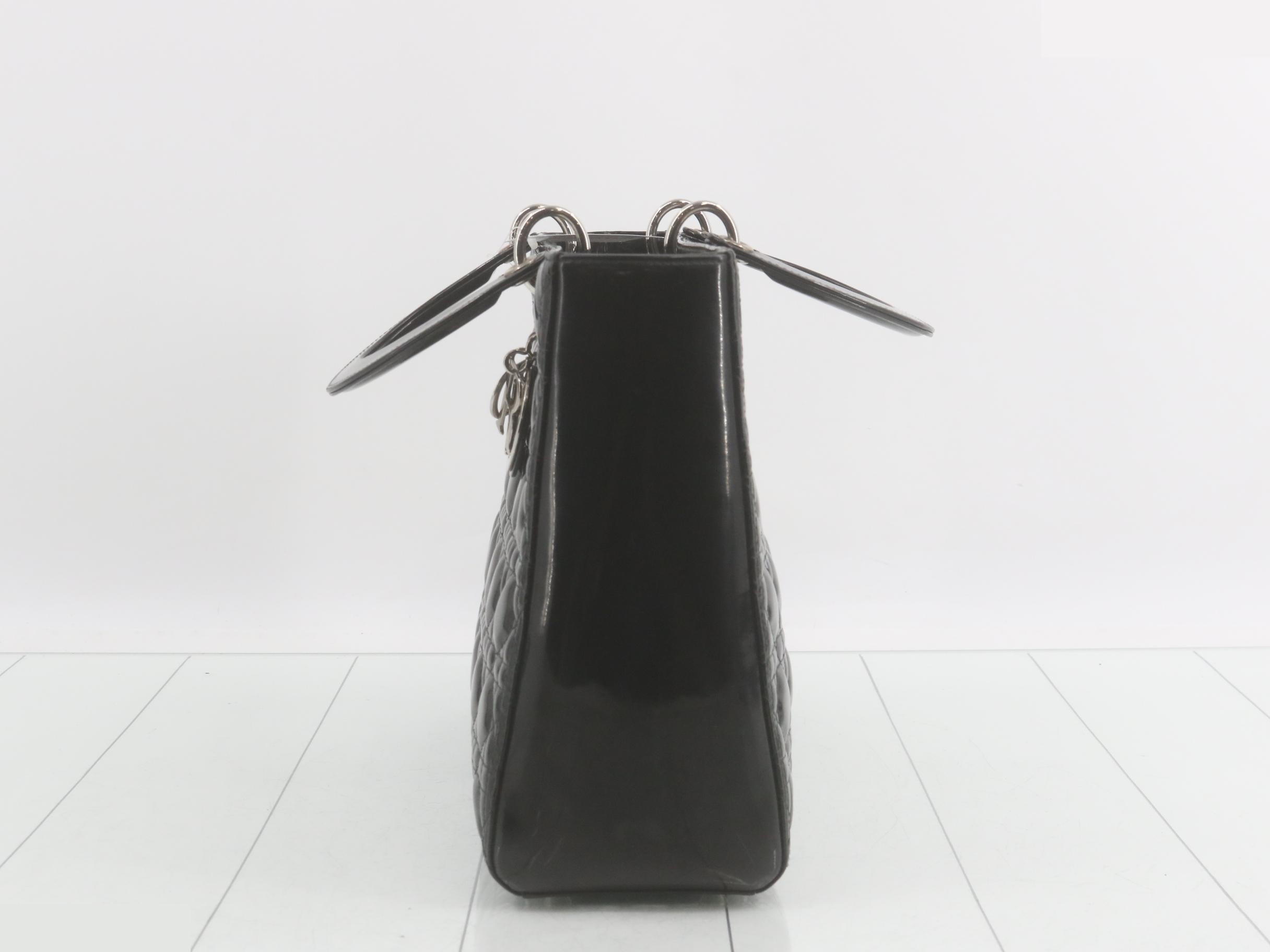 Lady Dior Canage Enamel 2-Way Handbag, Black — view 3