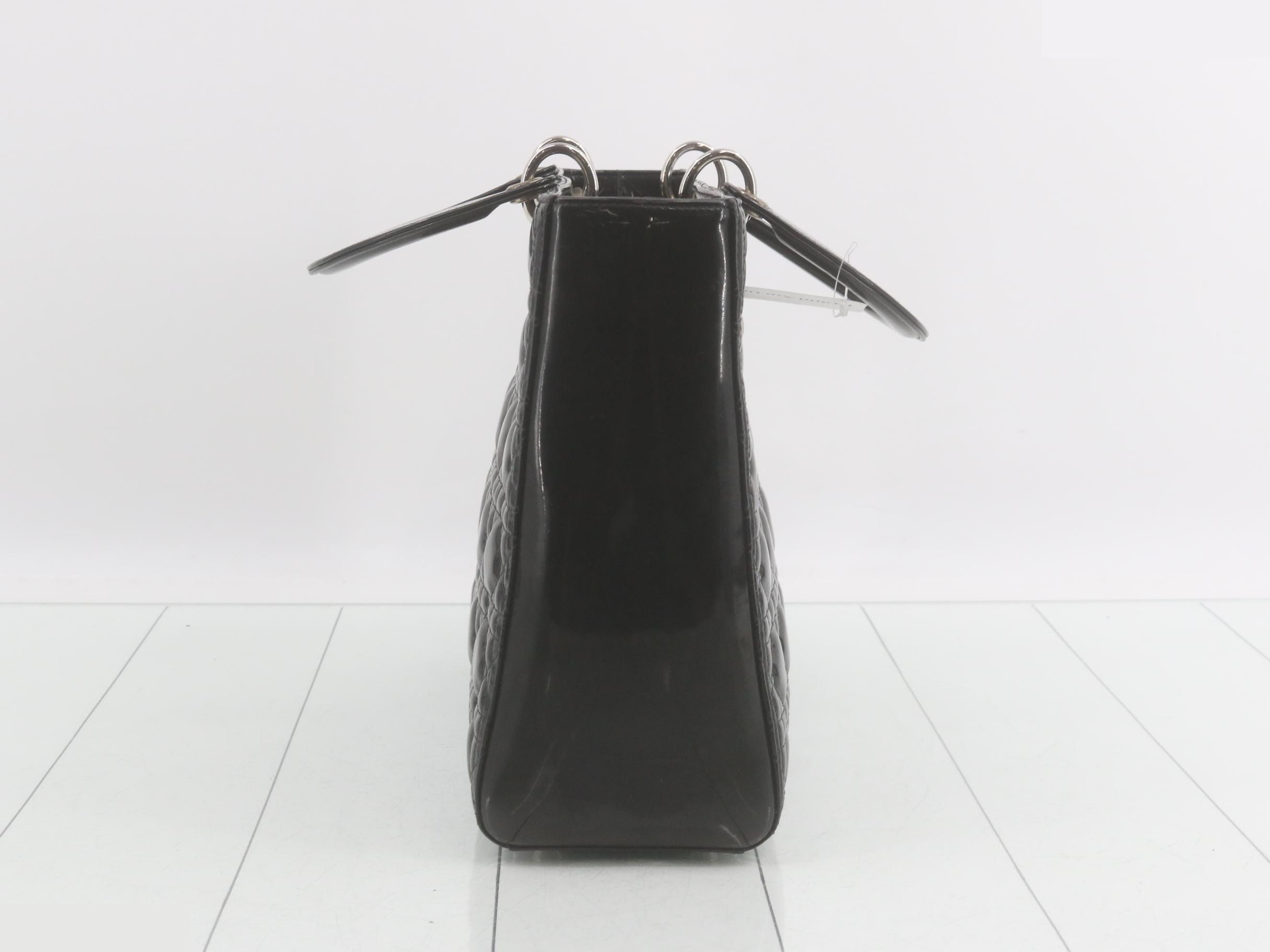 Lady Dior Canage Enamel 2-Way Handbag, Black — view 4