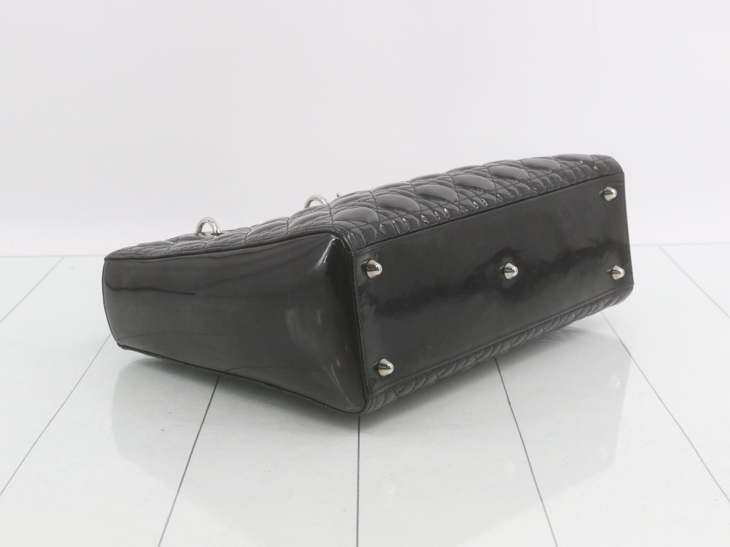 Lady Dior Canage Enamel 2-Way Handbag, Black — view 5