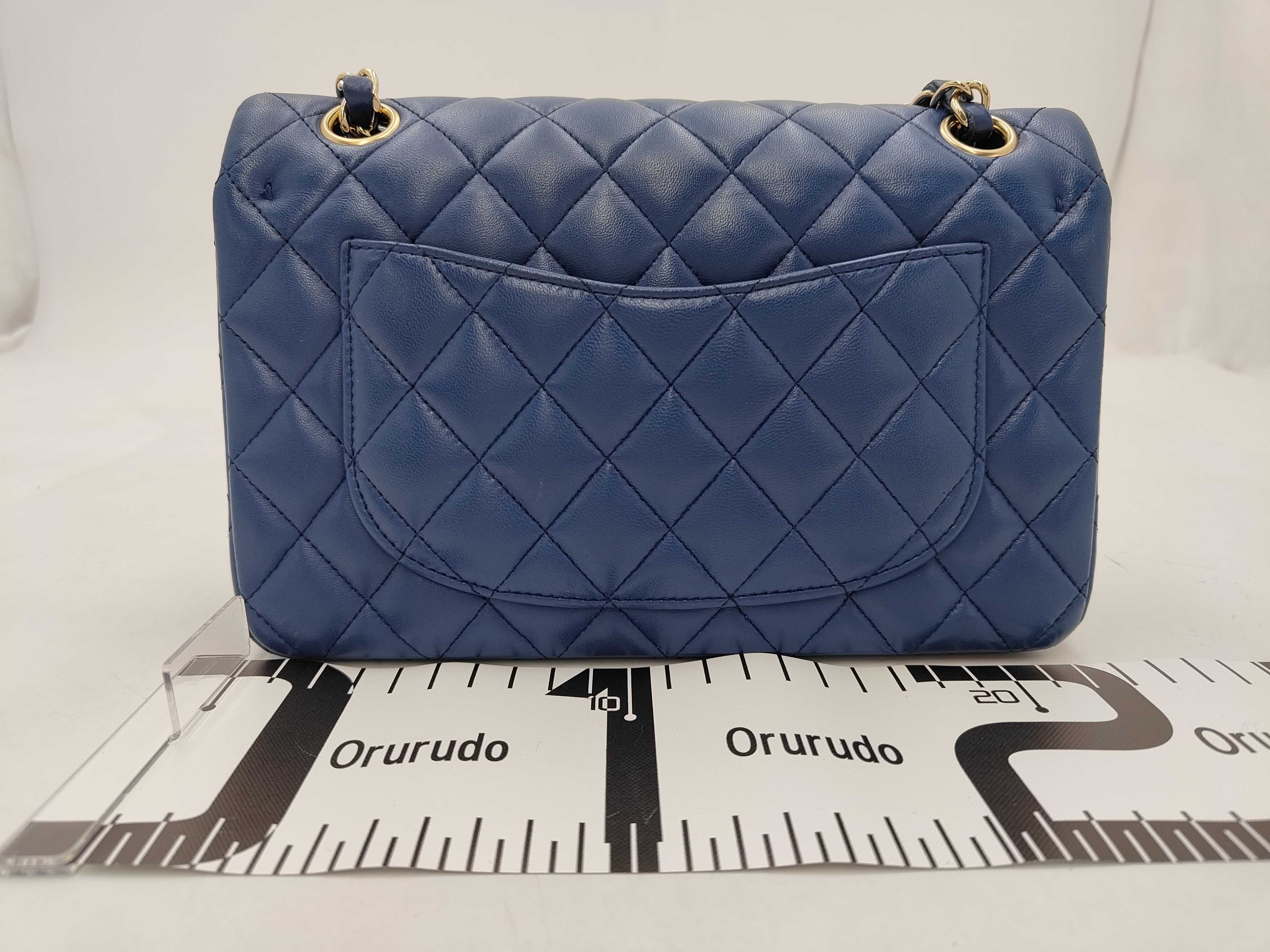 Matelassé 23 Lambskin Gold Hardware Double Flap Double Chain Shoulder Bag, Serial Number , A01113, Blue Shoulder Bag — view 2