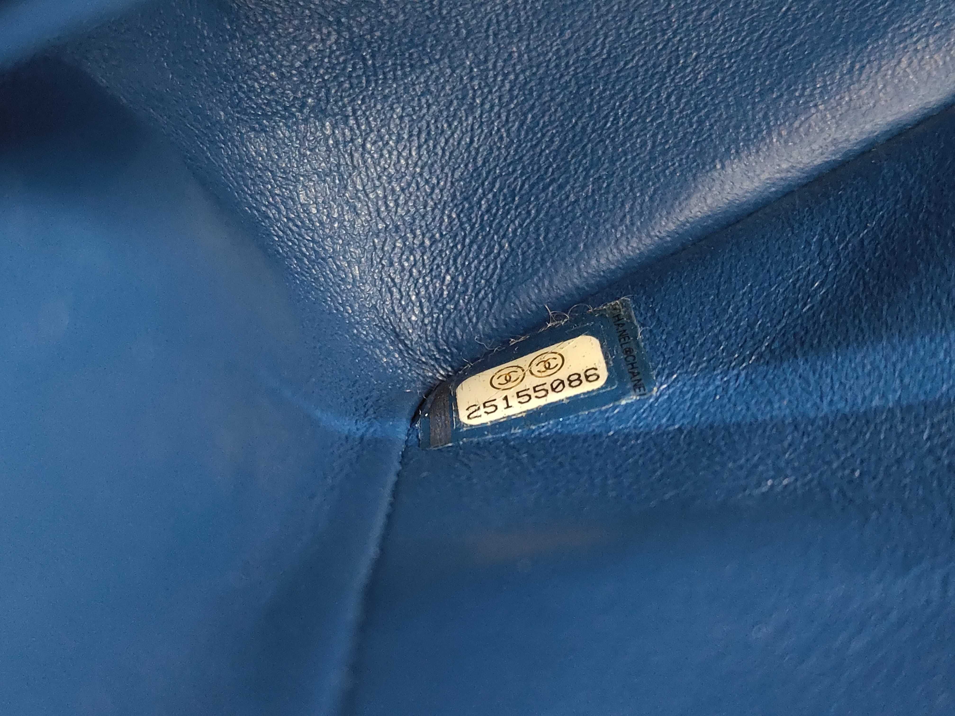 Matelassé 23 Lambskin Gold Hardware Double Flap Double Chain Shoulder Bag, Serial Number , A01113, Blue Shoulder Bag — view 13