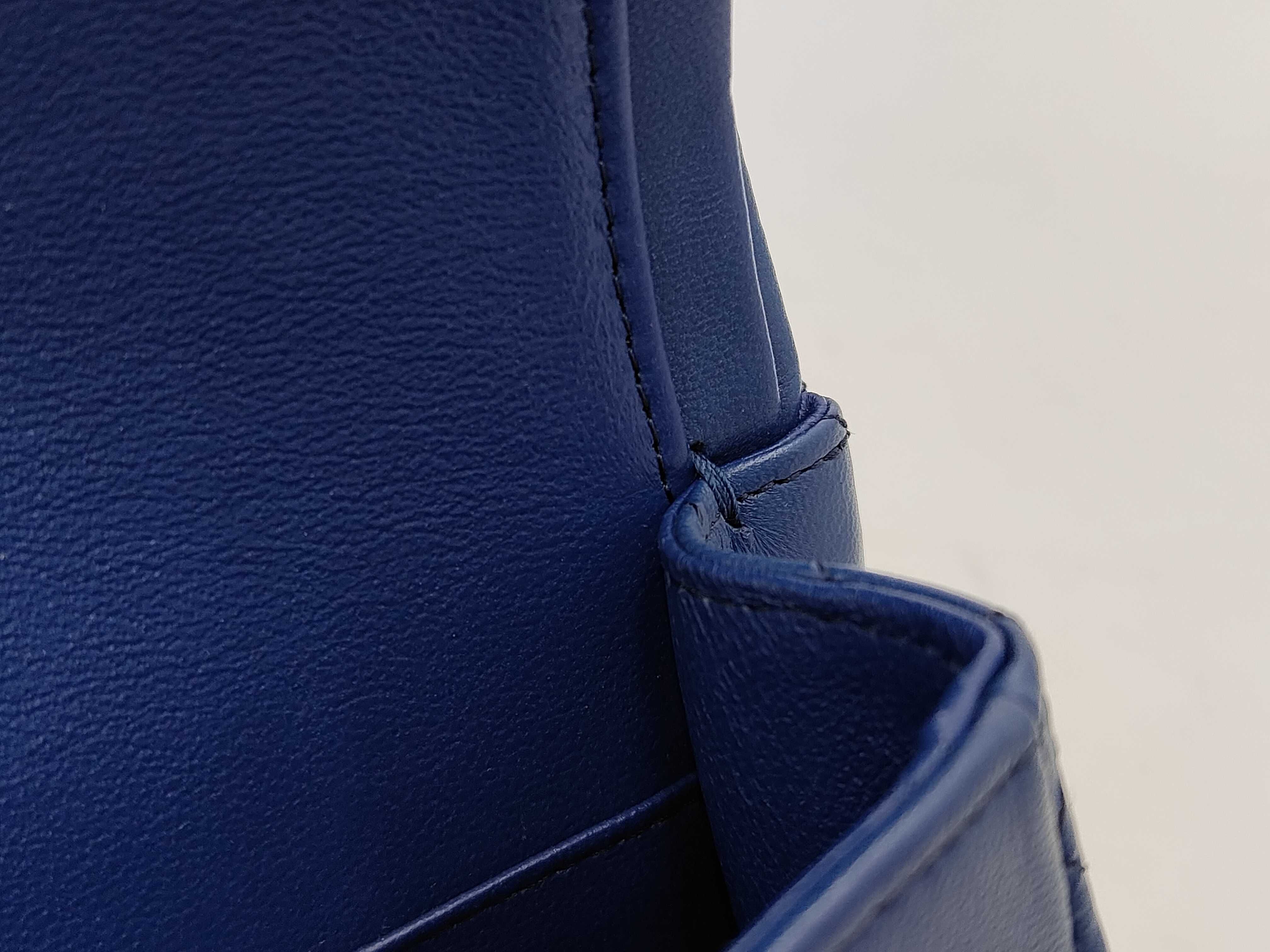 Matelassé 23 Lambskin Gold Hardware Double Flap Double Chain Shoulder Bag, Serial Number , A01113, Blue Shoulder Bag — view 10