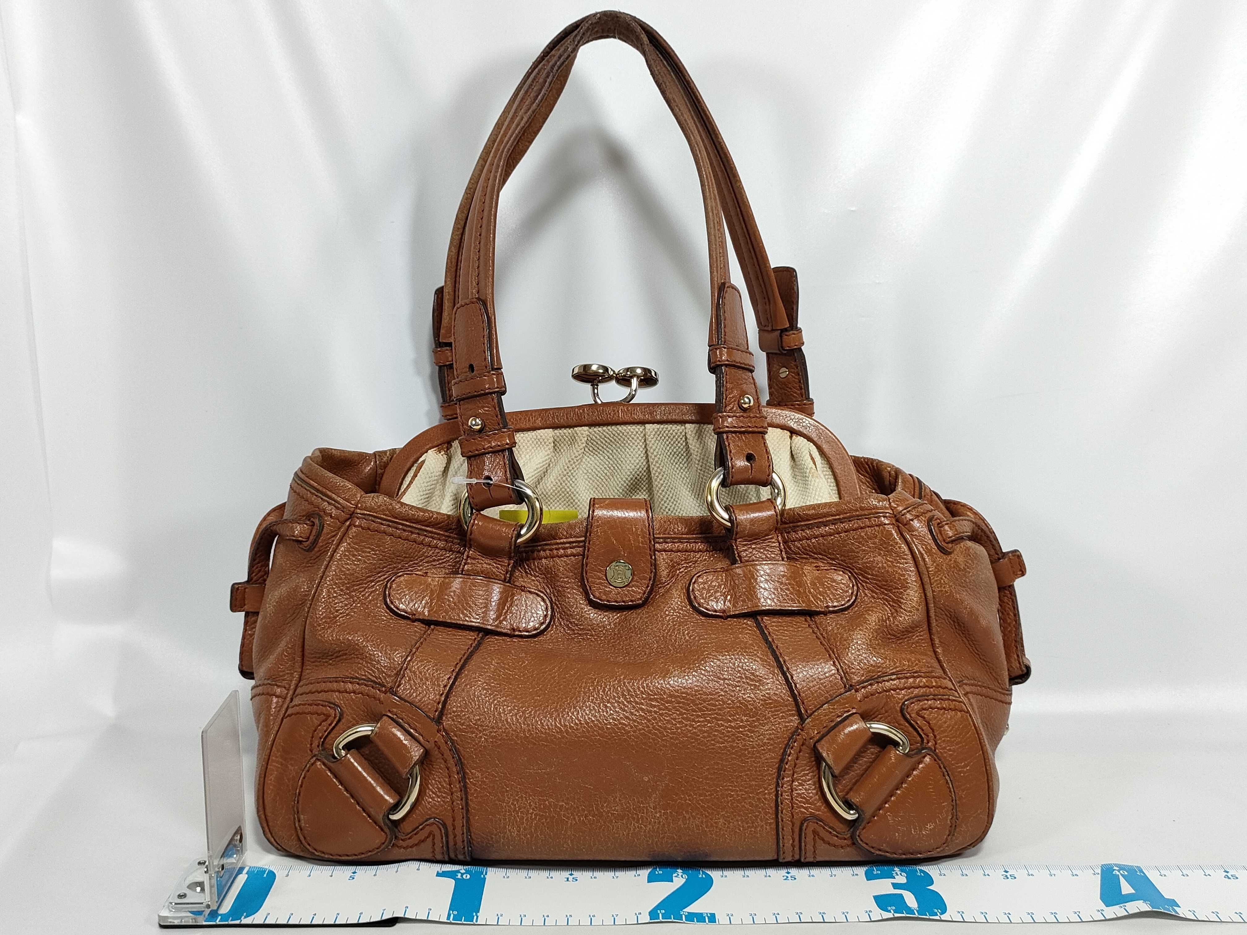 Leather Handbag with Clasp — view 2