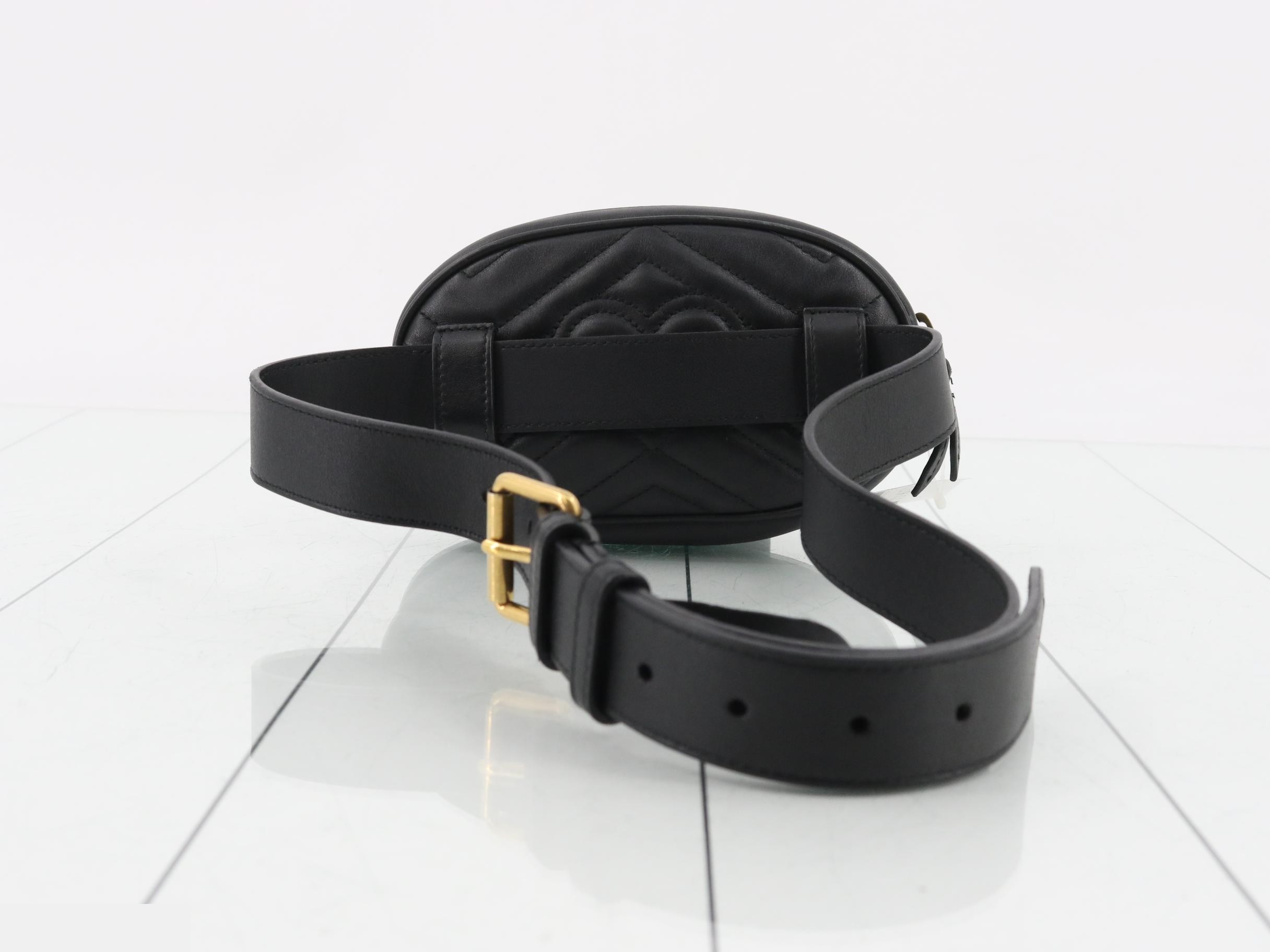 GG Marmont Quilted Leather Black Belt Waist Bag — view 2