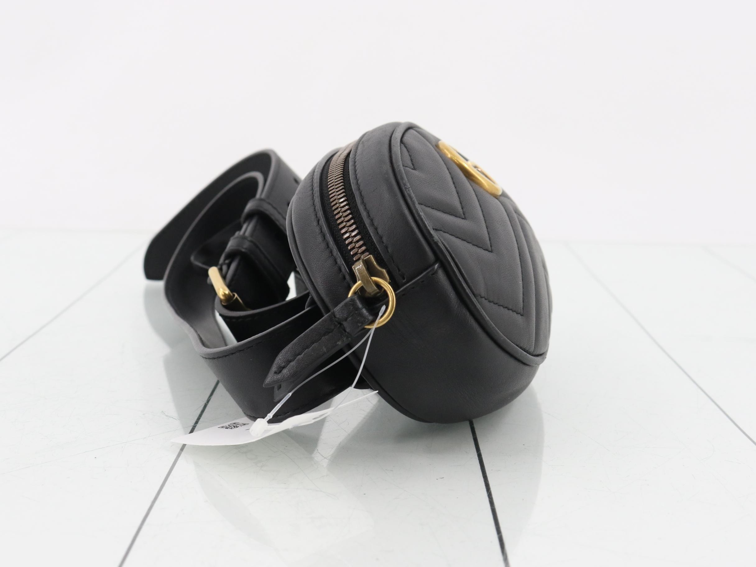 GG Marmont Quilted Leather Black Belt Waist Bag — view 4