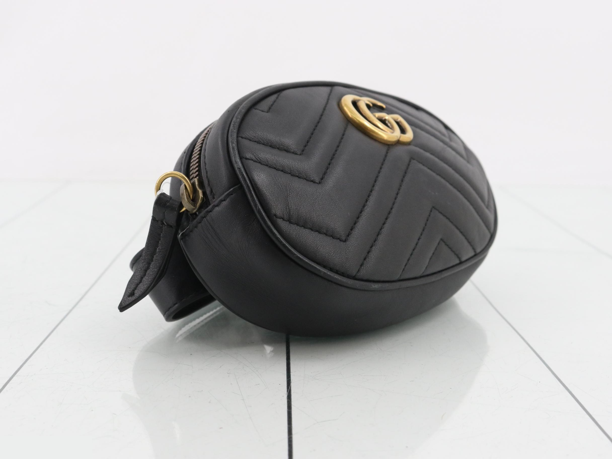 GG Marmont Quilted Leather Black Belt Waist Bag — view 5