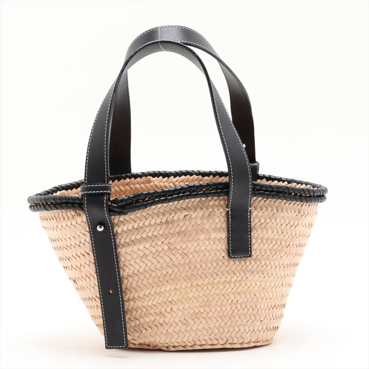 Basket Small Raffia x Leather Basket Bag Beige x Black — view 2