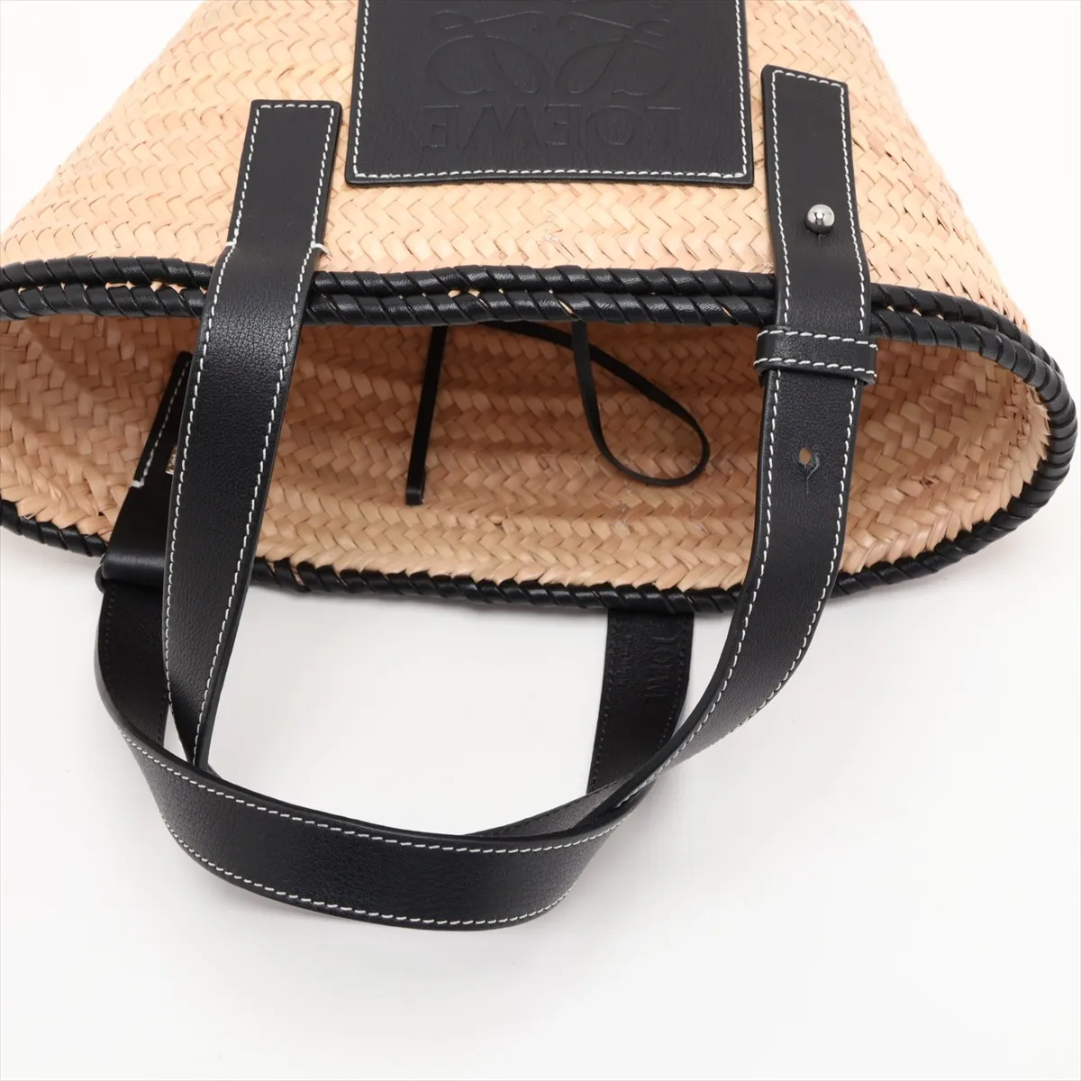 Basket Small Raffia x Leather Basket Bag Beige x Black — view 5