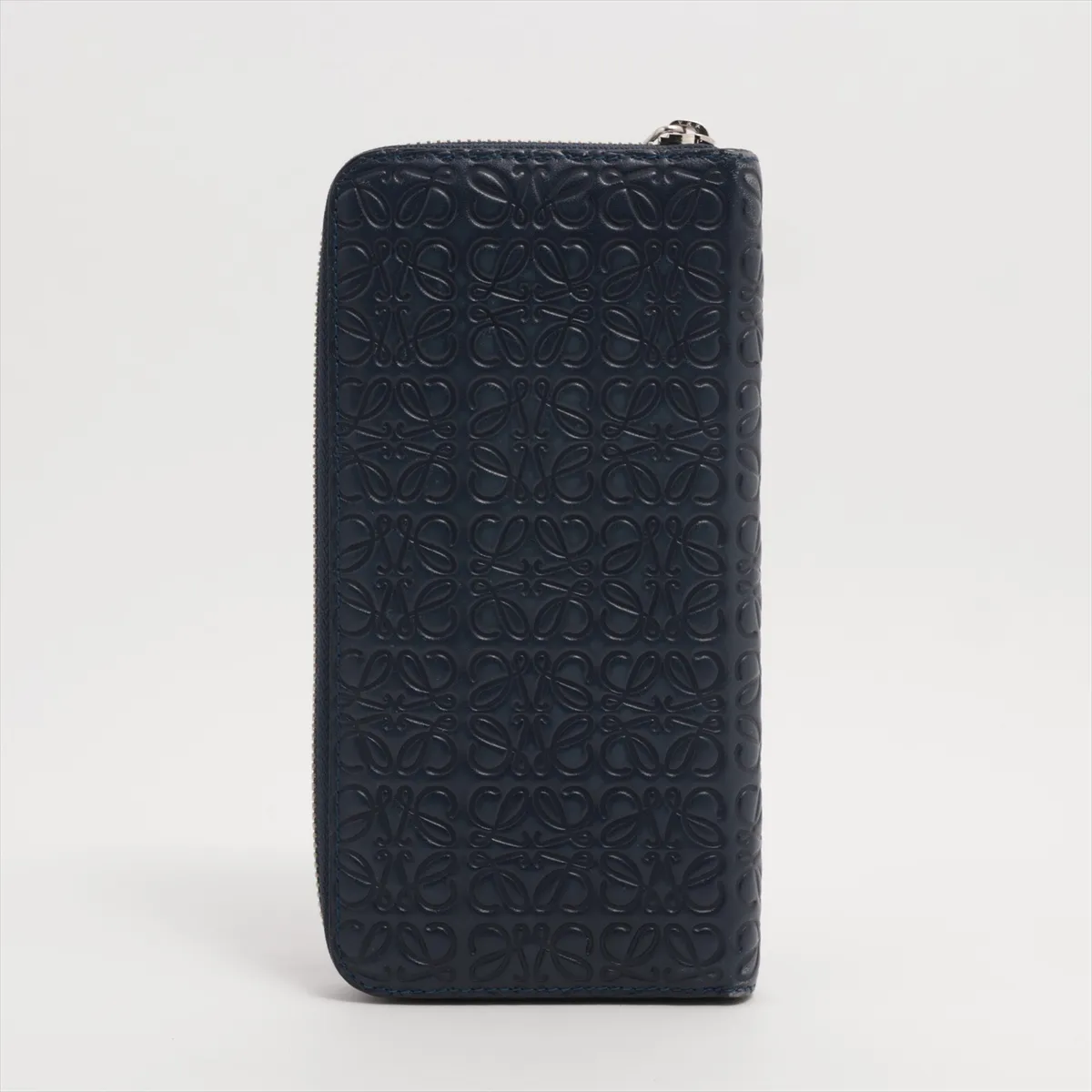 Repeat Anagram Leather Round Zip Wallet Navy — view 2