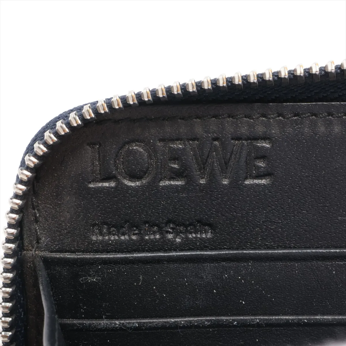 Repeat Anagram Leather Round Zip Wallet Navy — view 9