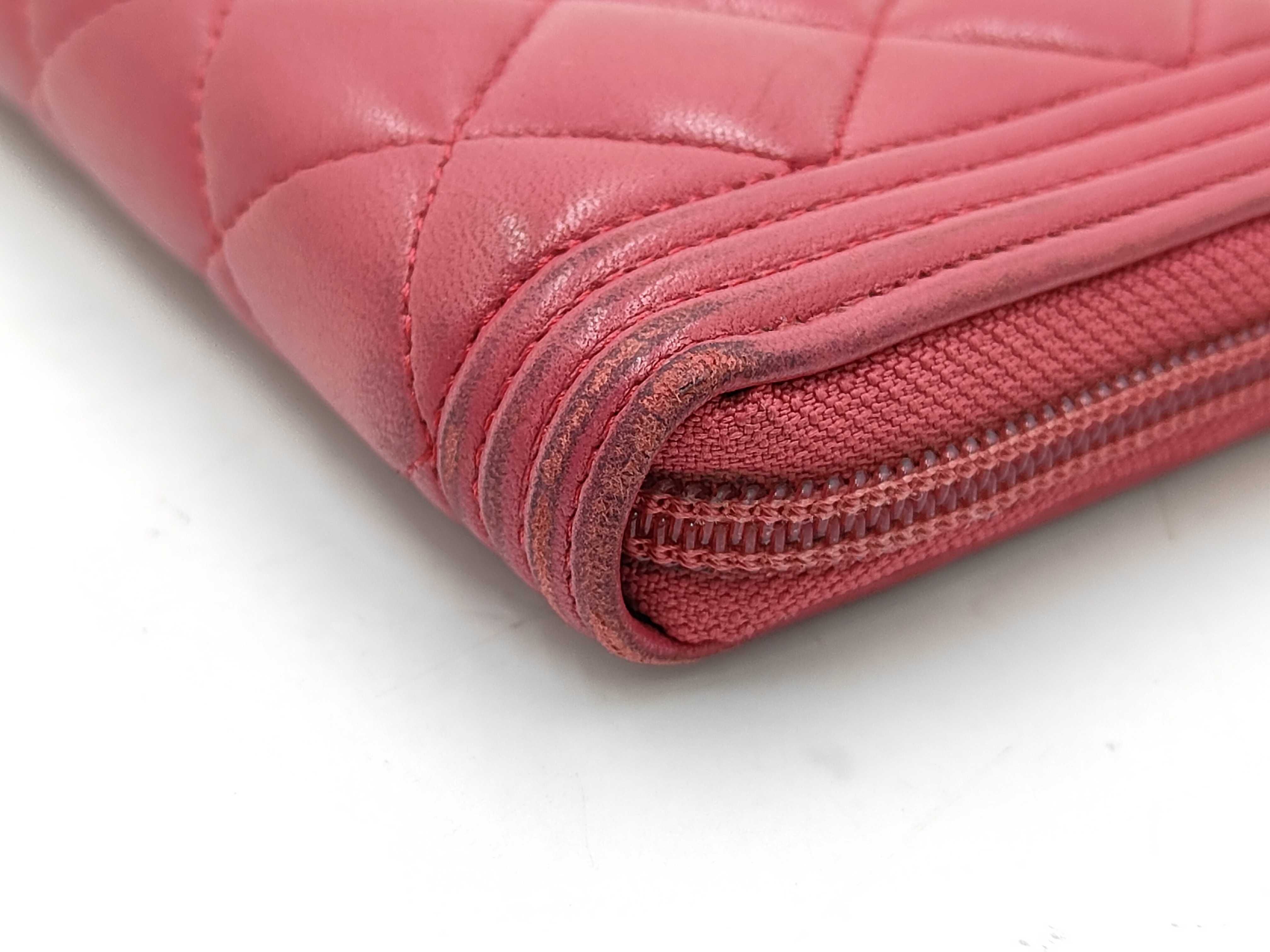 Boy Chanel Lambskin Zip-Around Long Wallet with Dust Bag, Box, Seal/Card/Serial Number 30s — view 4