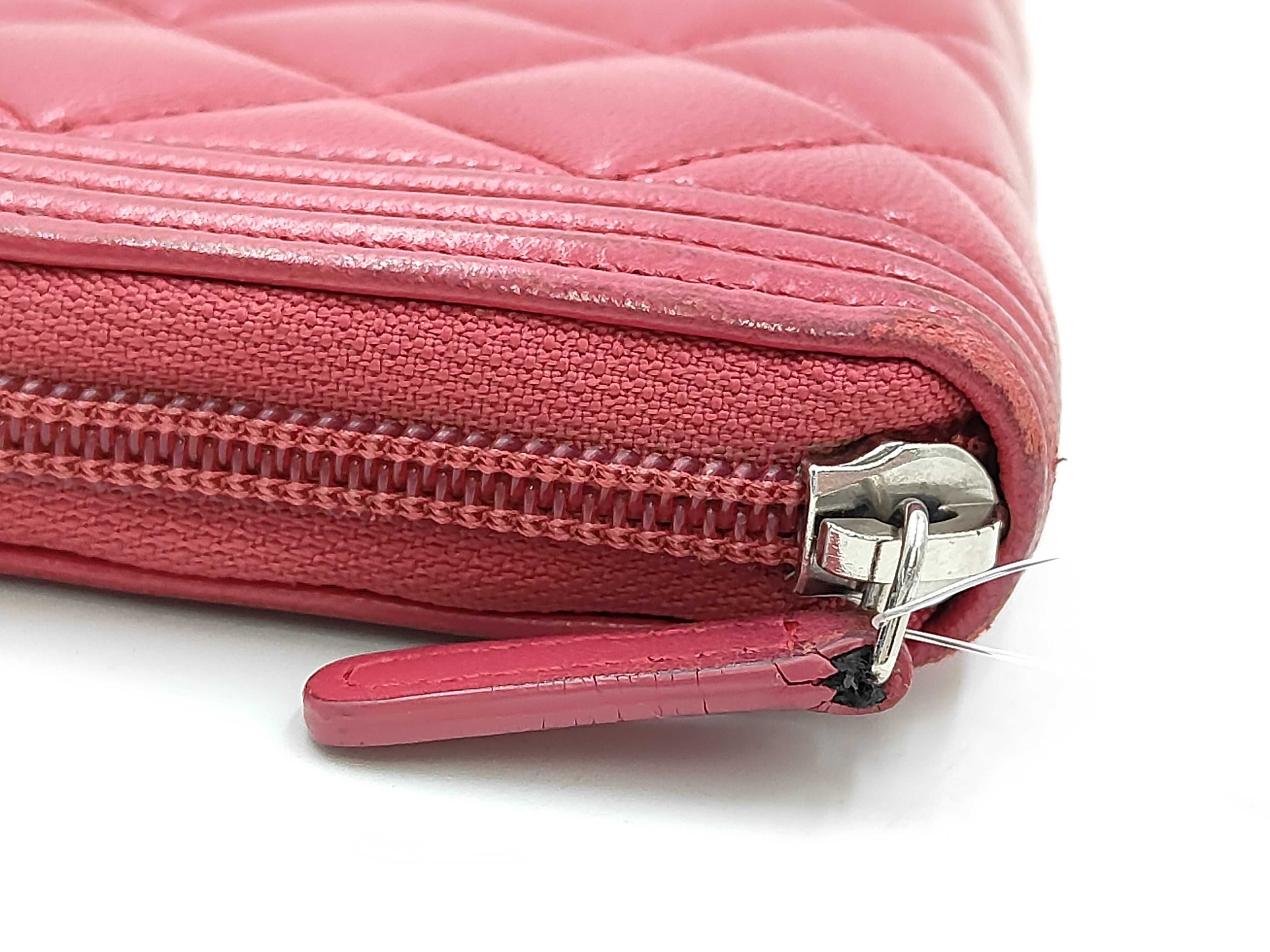 Boy Chanel Lambskin Zip-Around Long Wallet with Dust Bag, Box, Seal/Card/Serial Number 30s — view 6