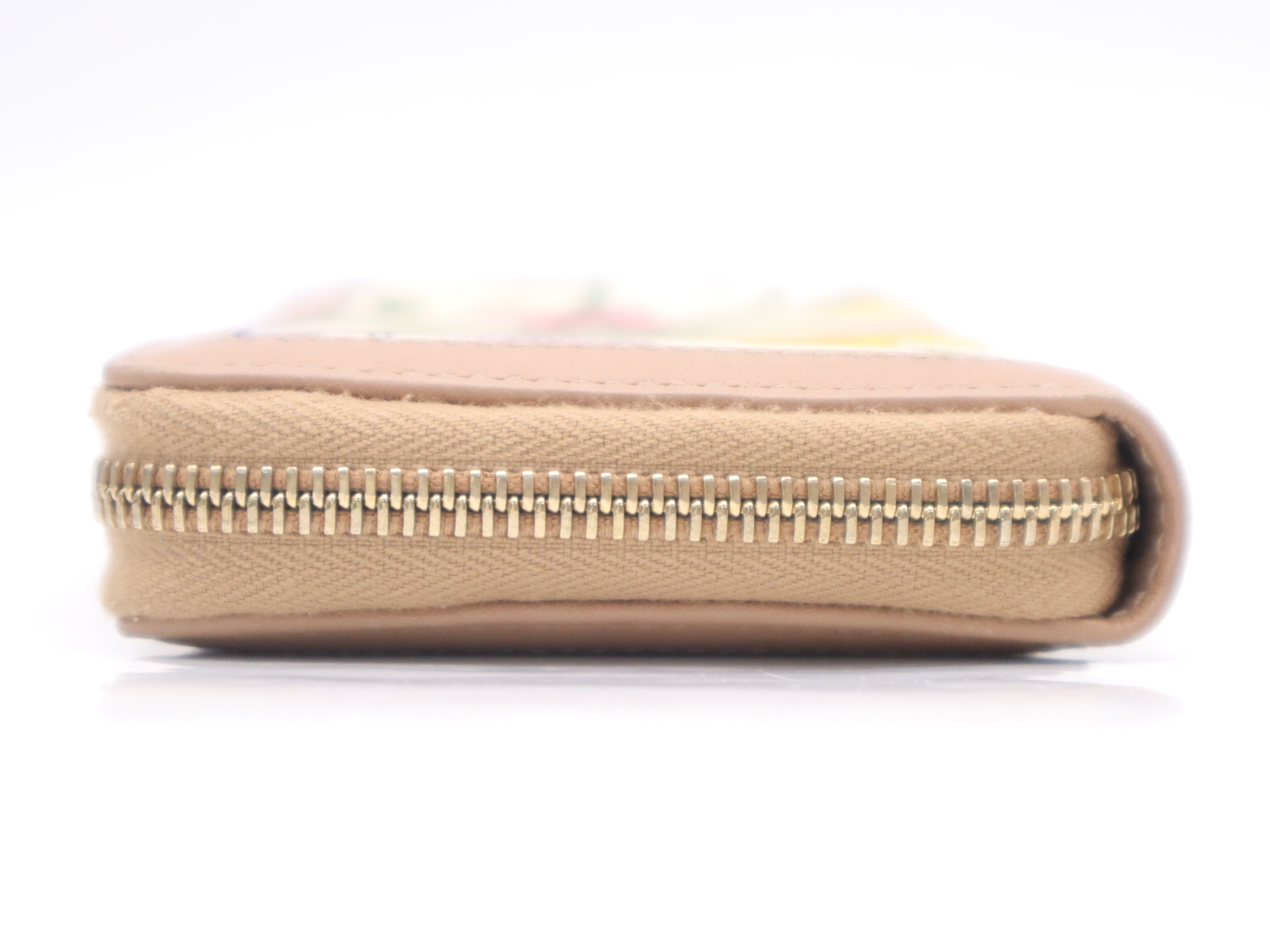 356708 Canvas/Leather/Bamboo 50th Anniversary in Japan Flora Bamboo Tassel Round Zip Long Wallet Beige Multicolor with Box — view 3