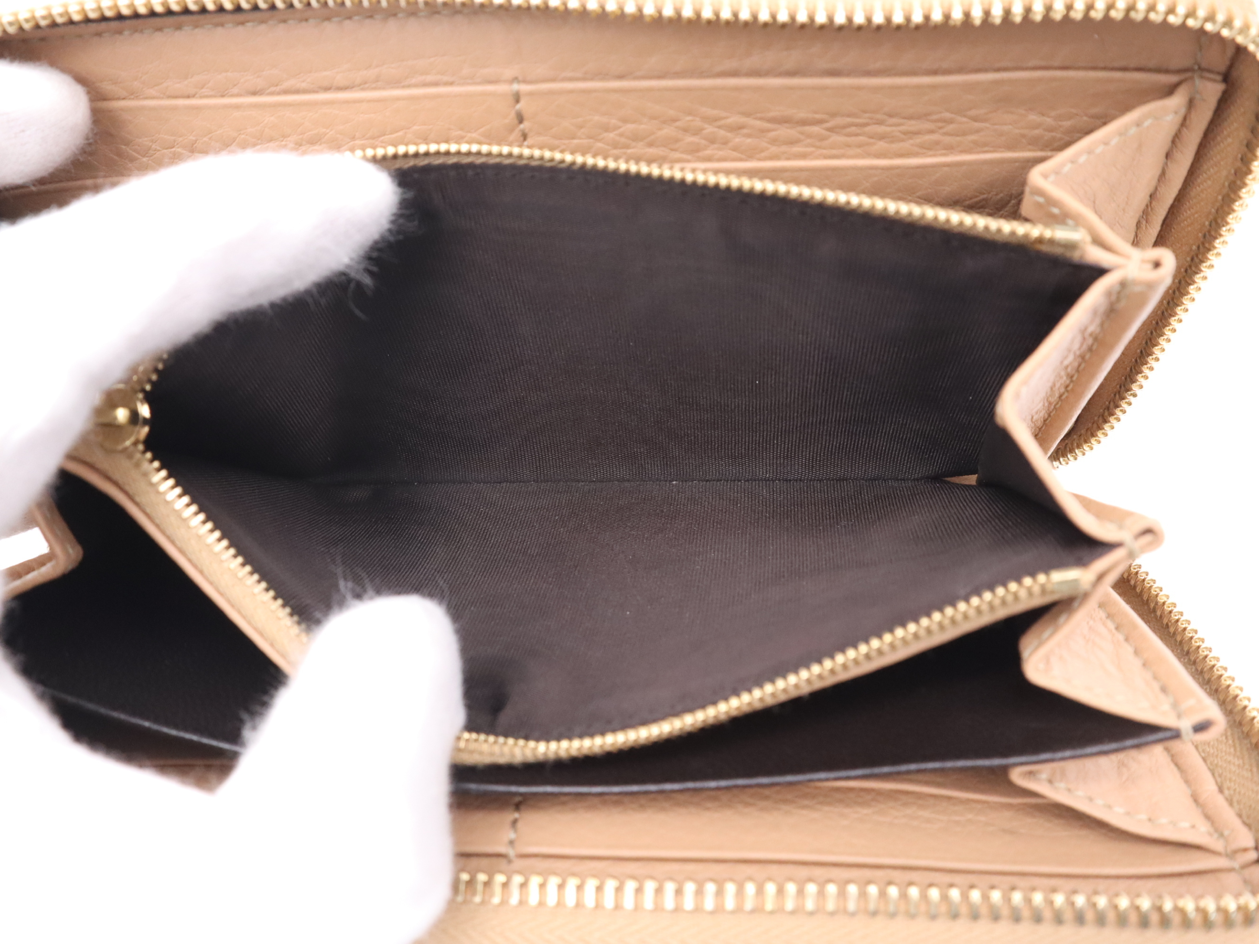 356708 Canvas/Leather/Bamboo 50th Anniversary in Japan Flora Bamboo Tassel Round Zip Long Wallet Beige Multicolor with Box — view 9
