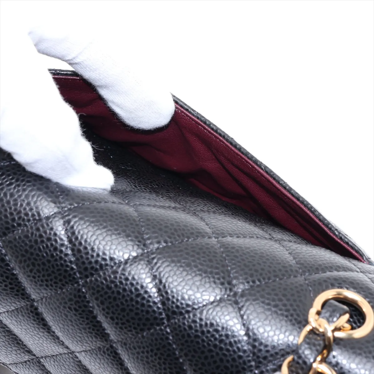 [Individually packaged] Chanel Matelassé 23 Small Caviar Skin Double Flap Double Chain Bag, Black with Gold Hardware, 25983459, Serial Number , A01113 — view 9
