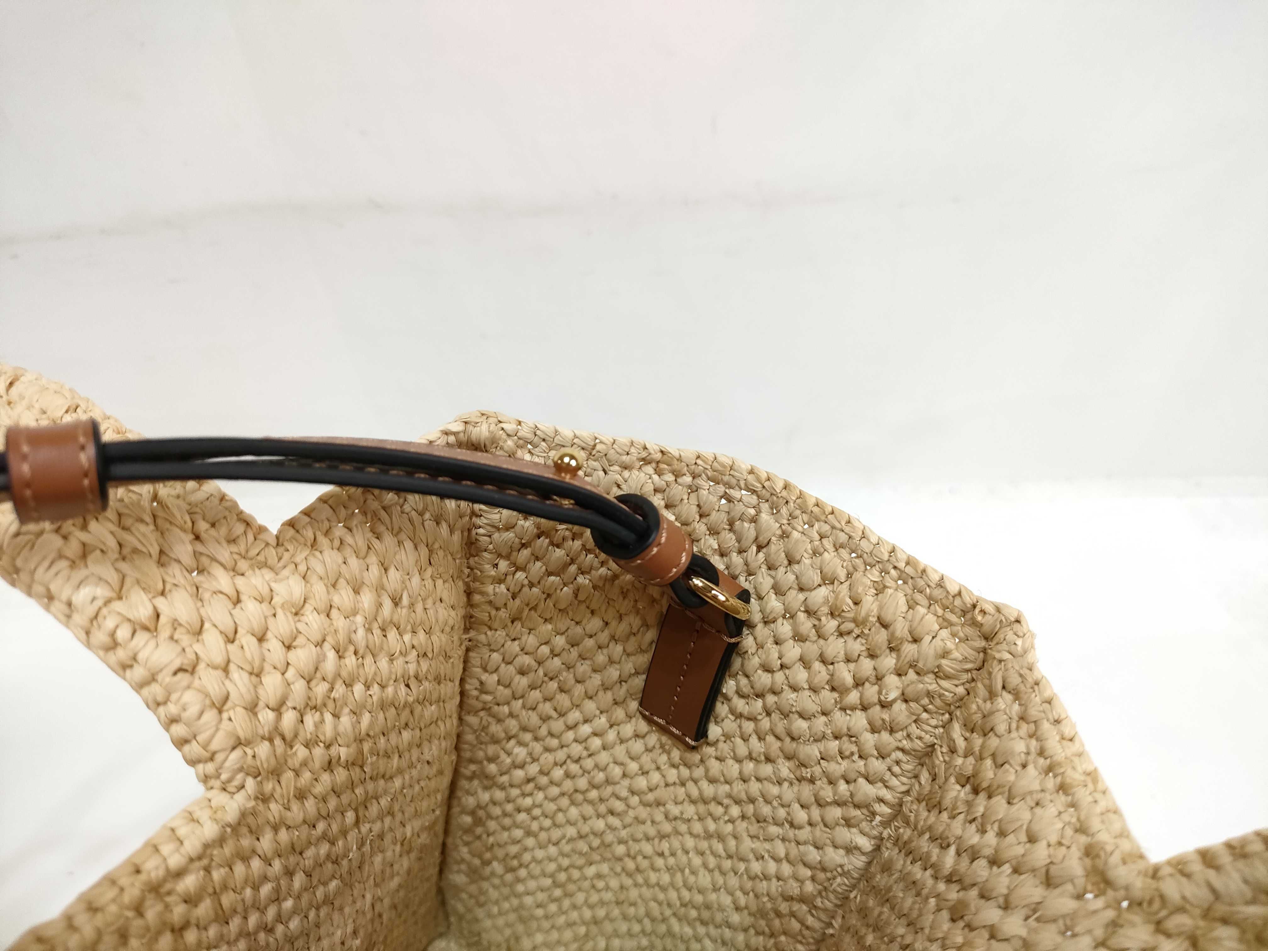 DU- Font Tote Raffia 2-Way Handbag Beige Shoulder Bag — view 12