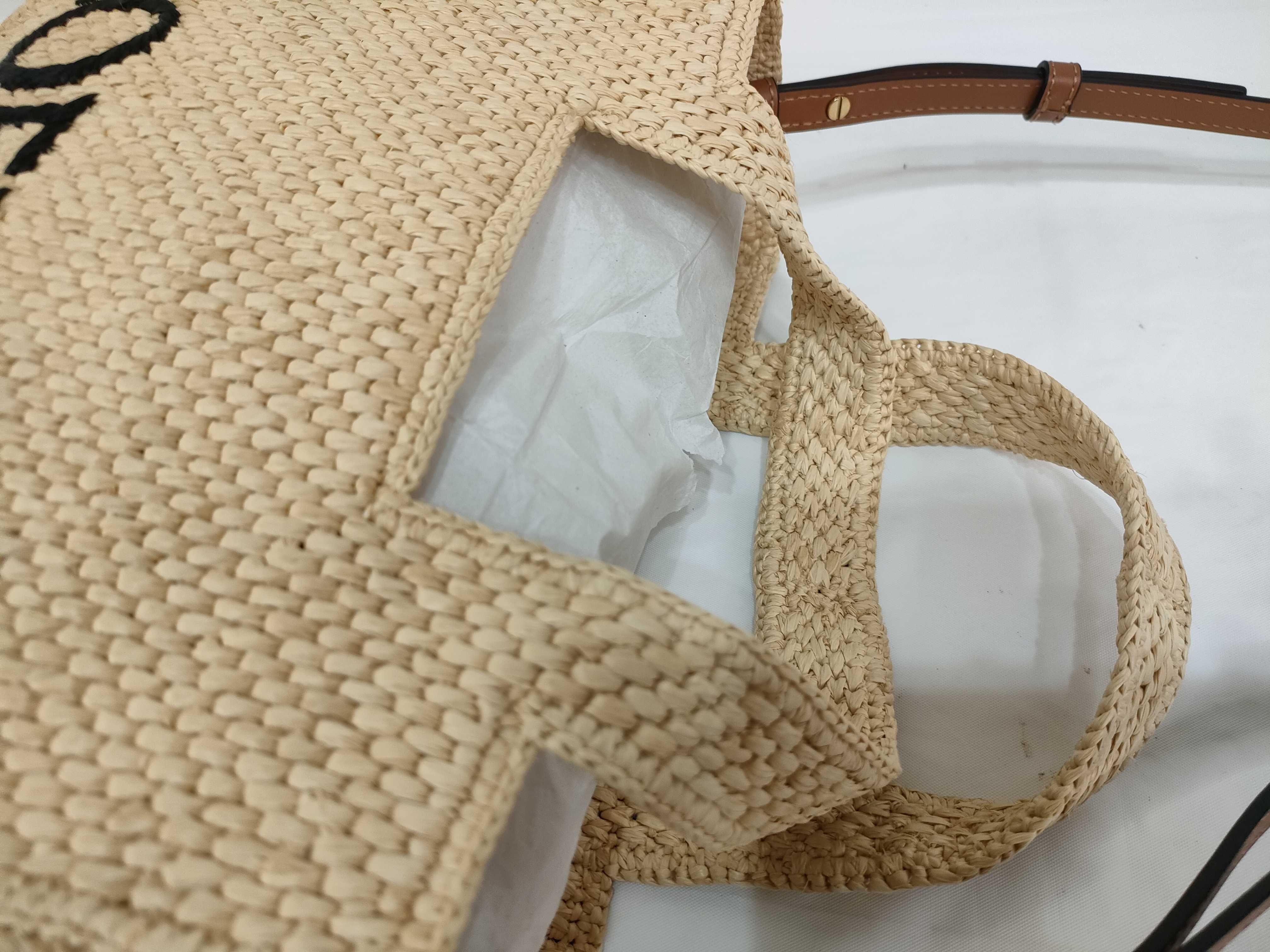 DU- Font Tote Raffia 2-Way Handbag Beige Shoulder Bag — view 4