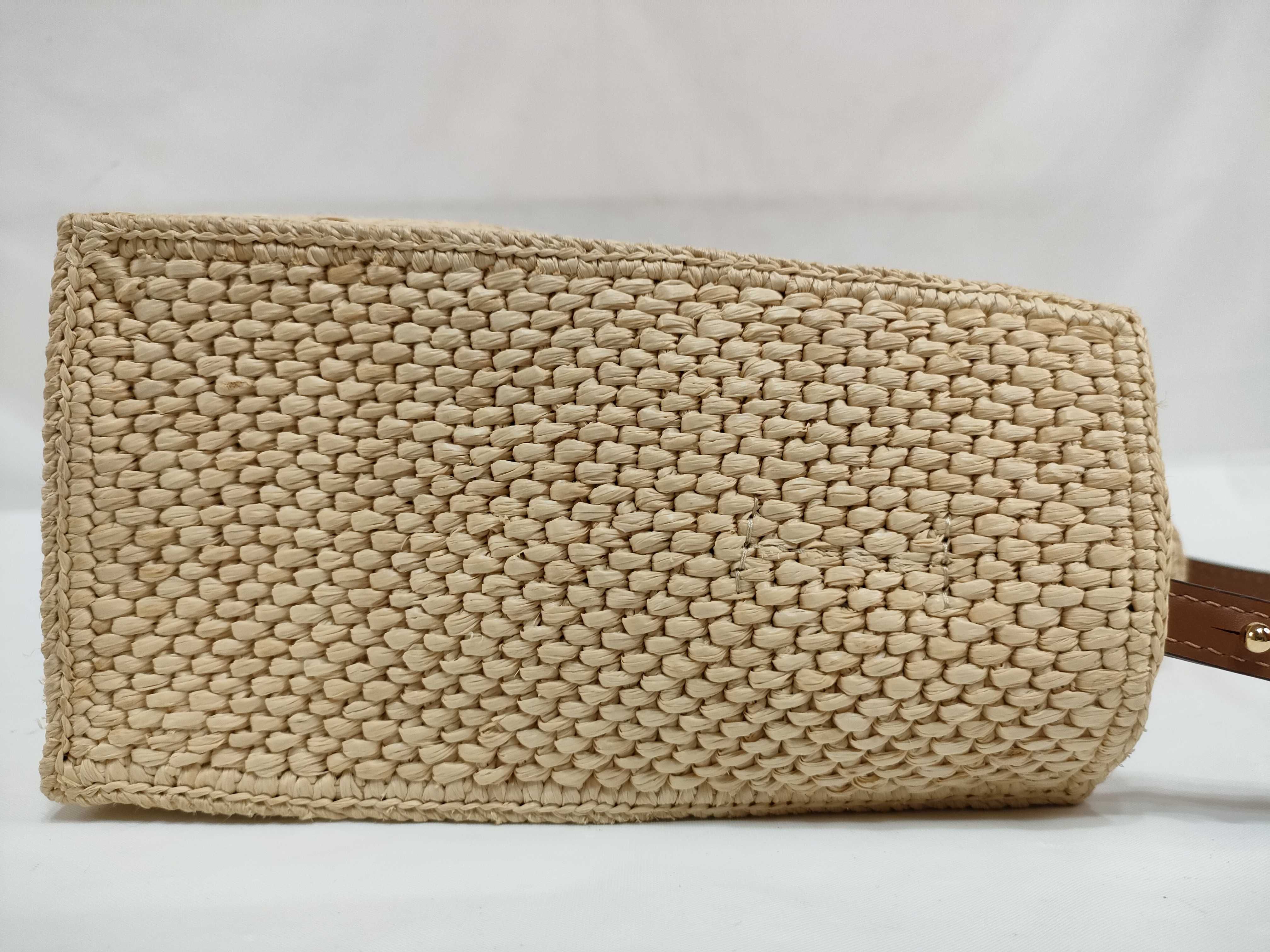 DU- Font Tote Raffia 2-Way Handbag Beige Shoulder Bag — view 6