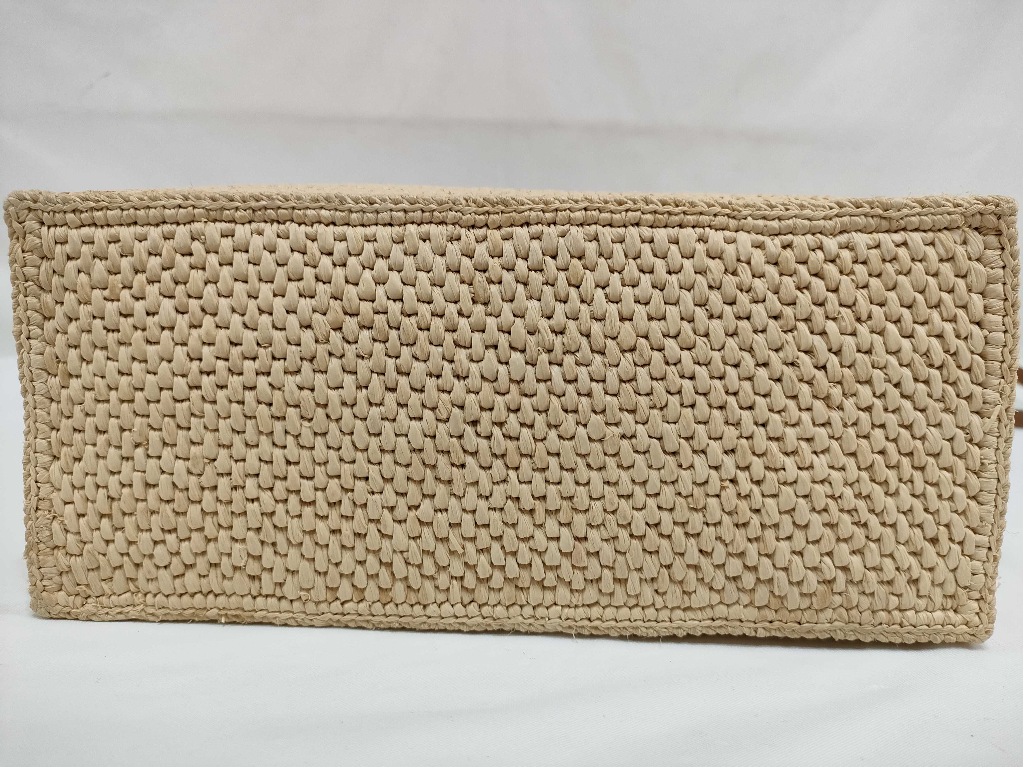 DU- Font Tote Raffia 2-Way Handbag Beige Shoulder Bag — view 7