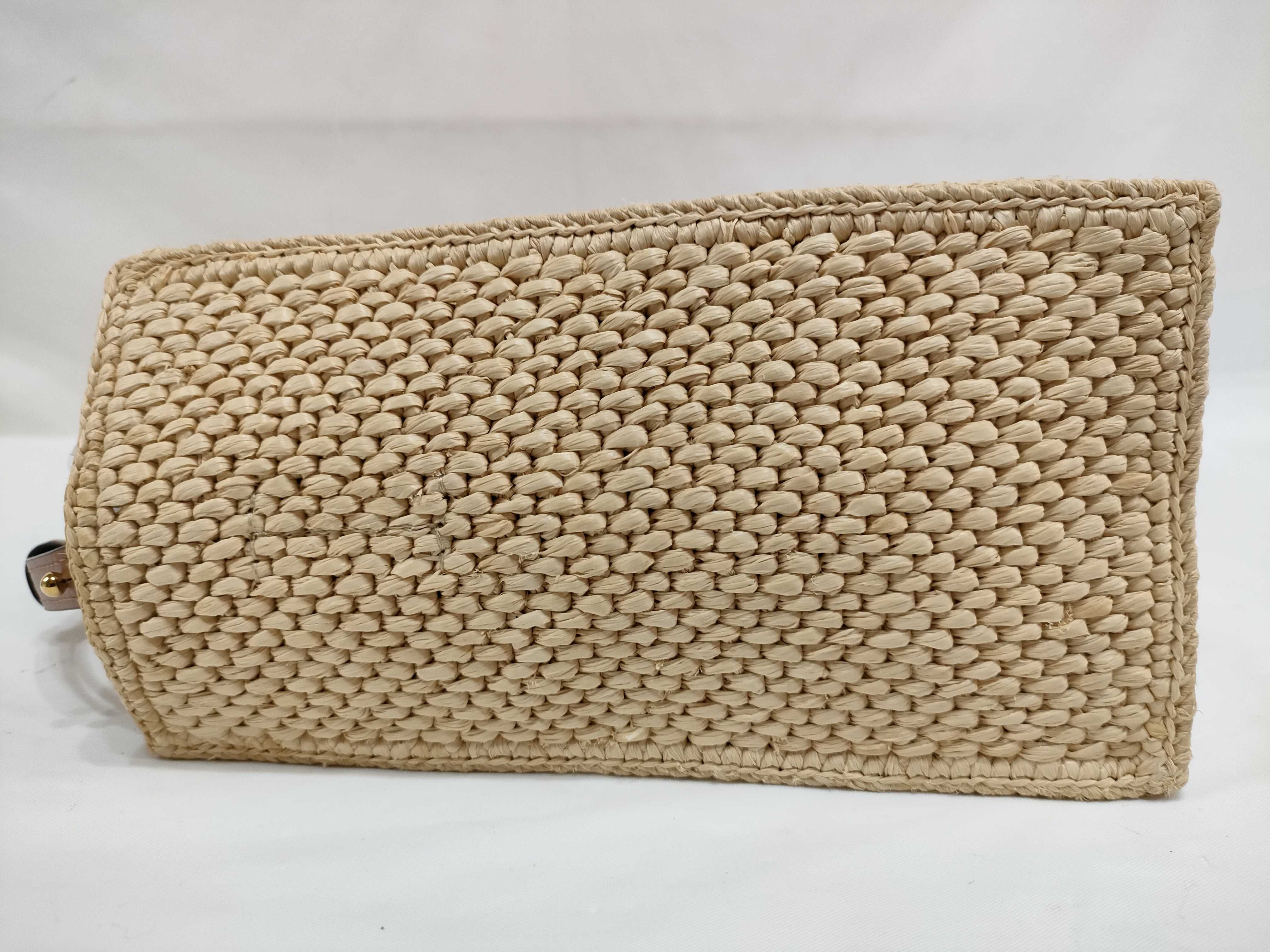 DU- Font Tote Raffia 2-Way Handbag Beige Shoulder Bag — view 8