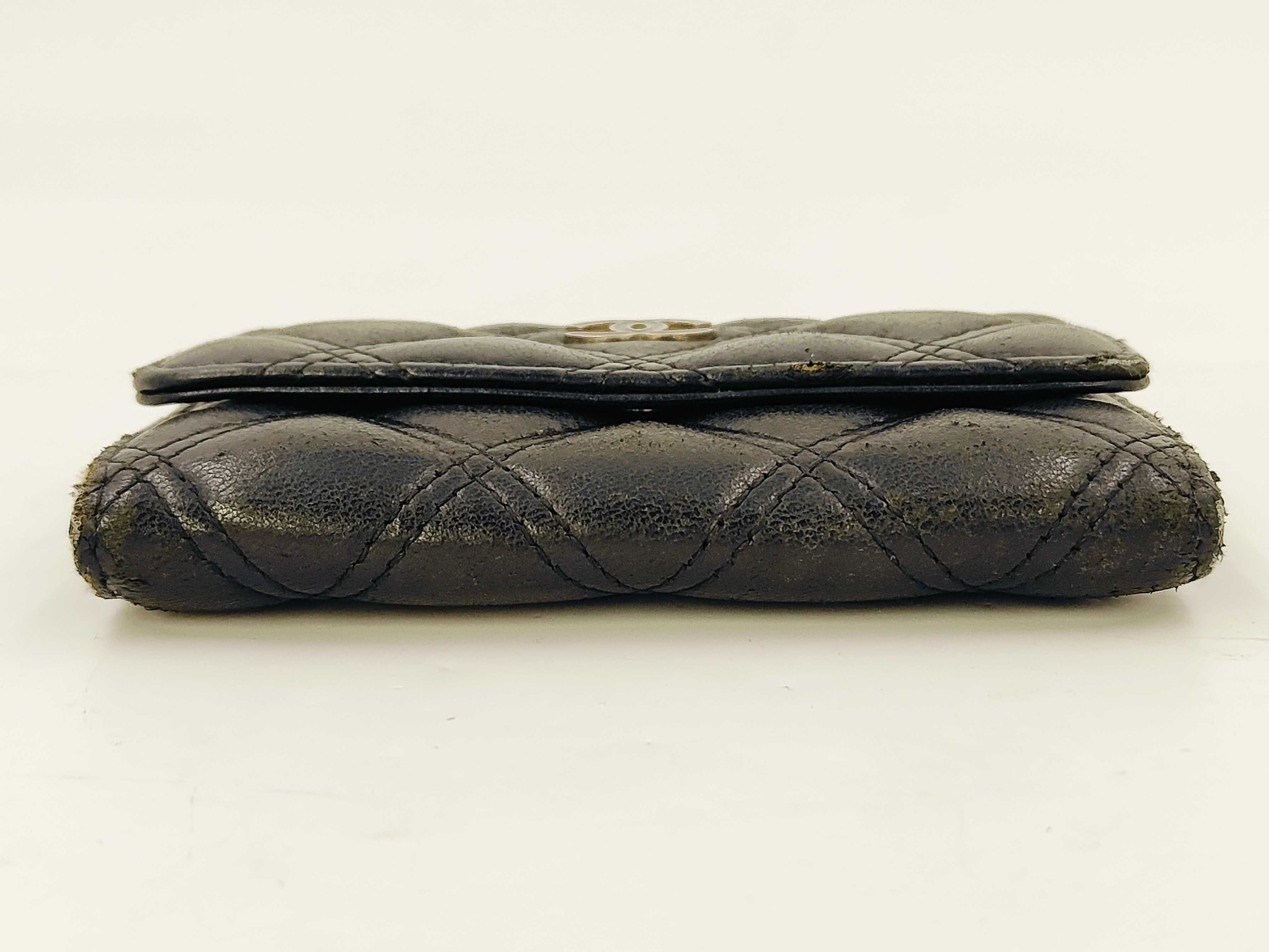 Matelassé Card Case with Coco Mark, Black Coin Purse — view 3