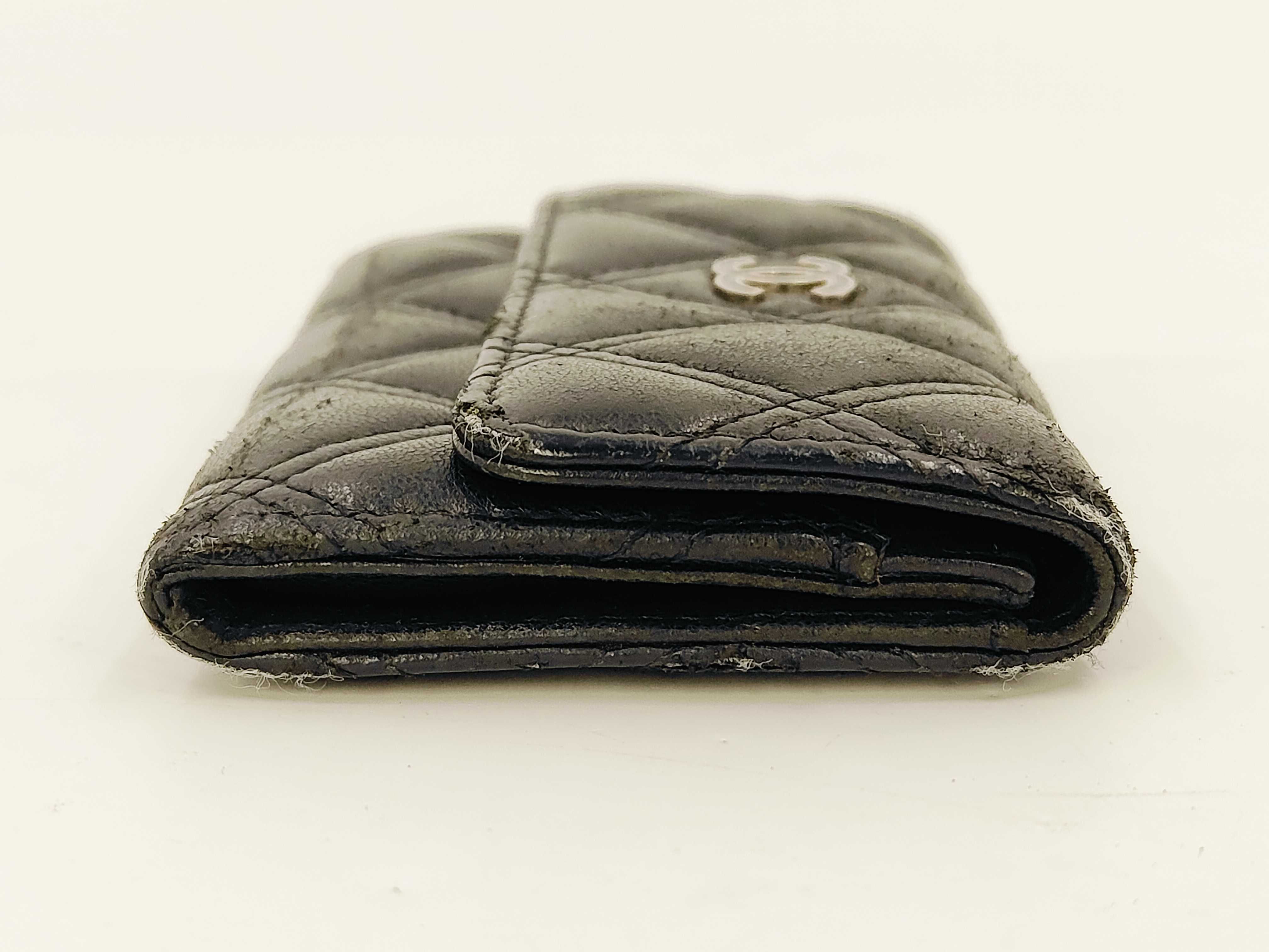 Matelassé Card Case with Coco Mark, Black Coin Purse — view 4