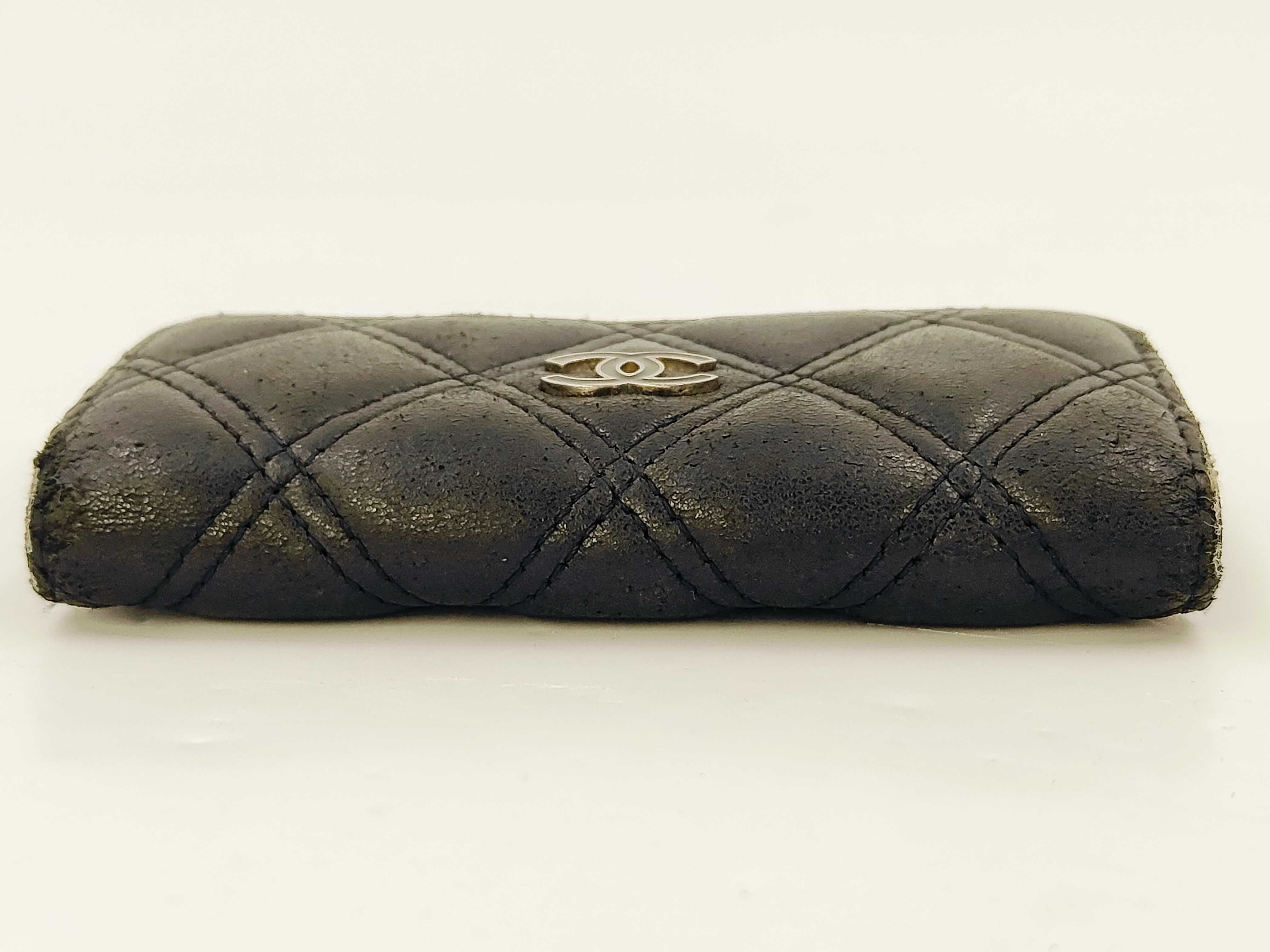 Matelassé Card Case with Coco Mark, Black Coin Purse — view 5