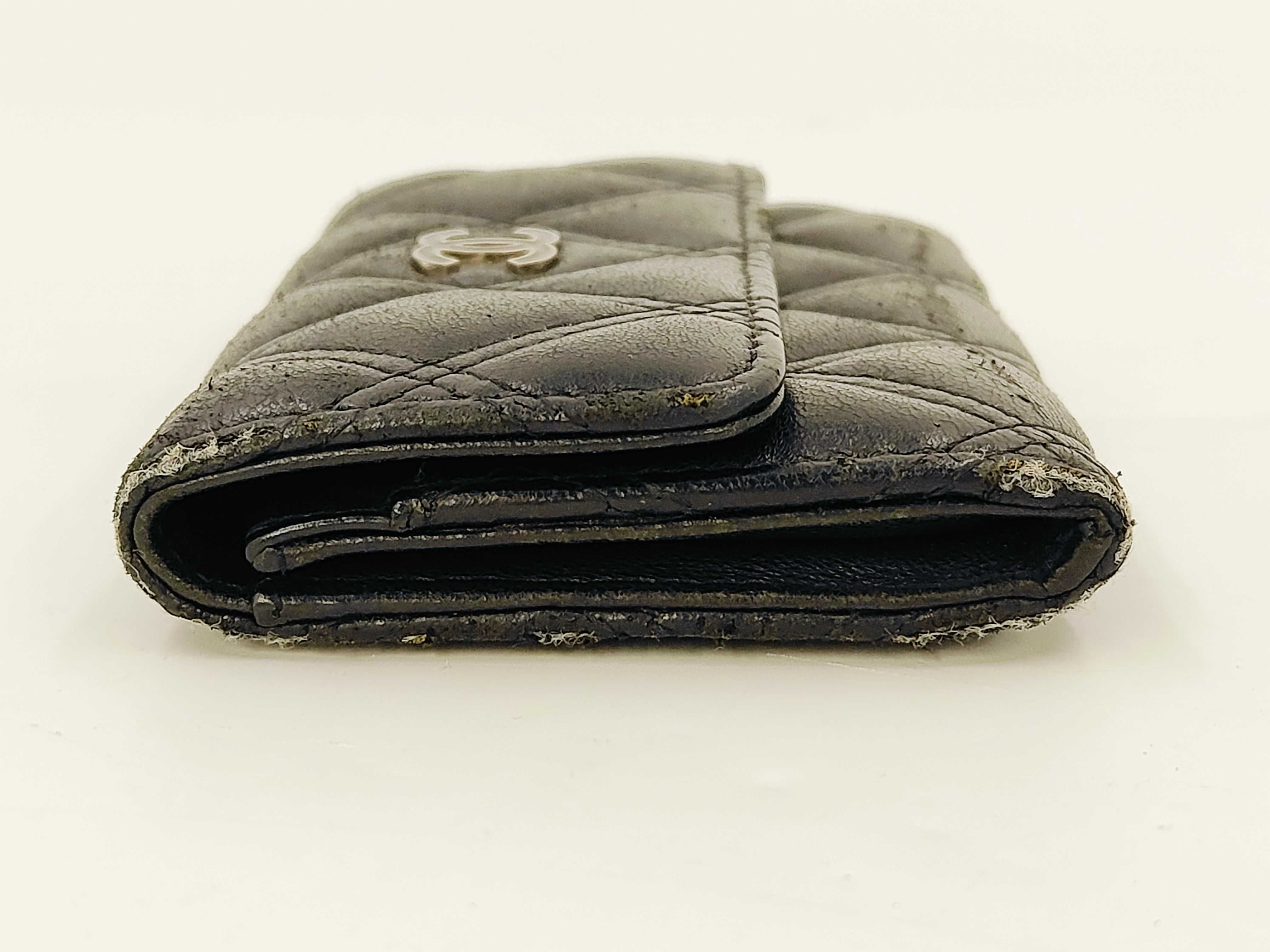 Matelassé Card Case with Coco Mark, Black Coin Purse — view 6