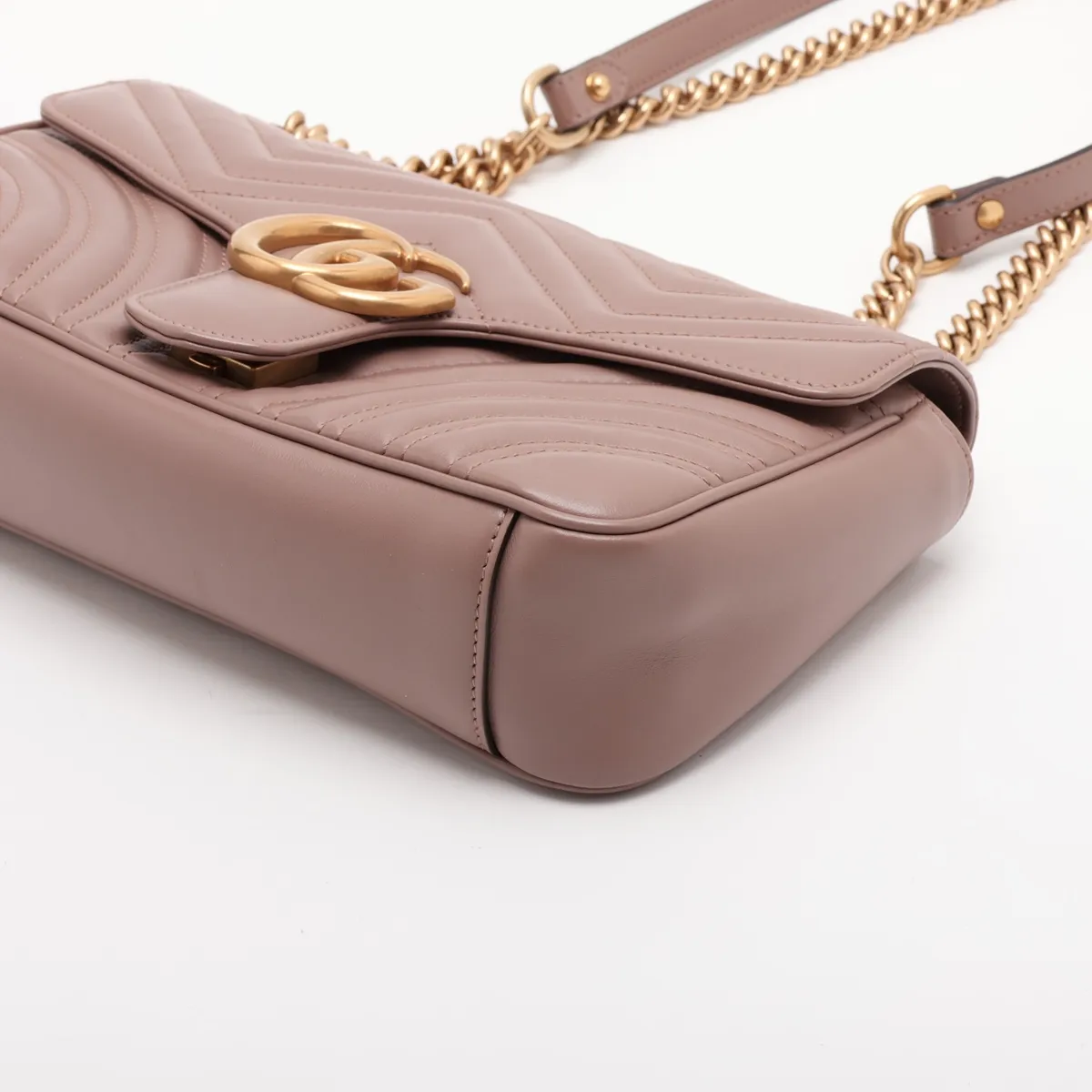 GG Marmont Leather Chain Shoulder Bag, Beige, 443497 — view 3