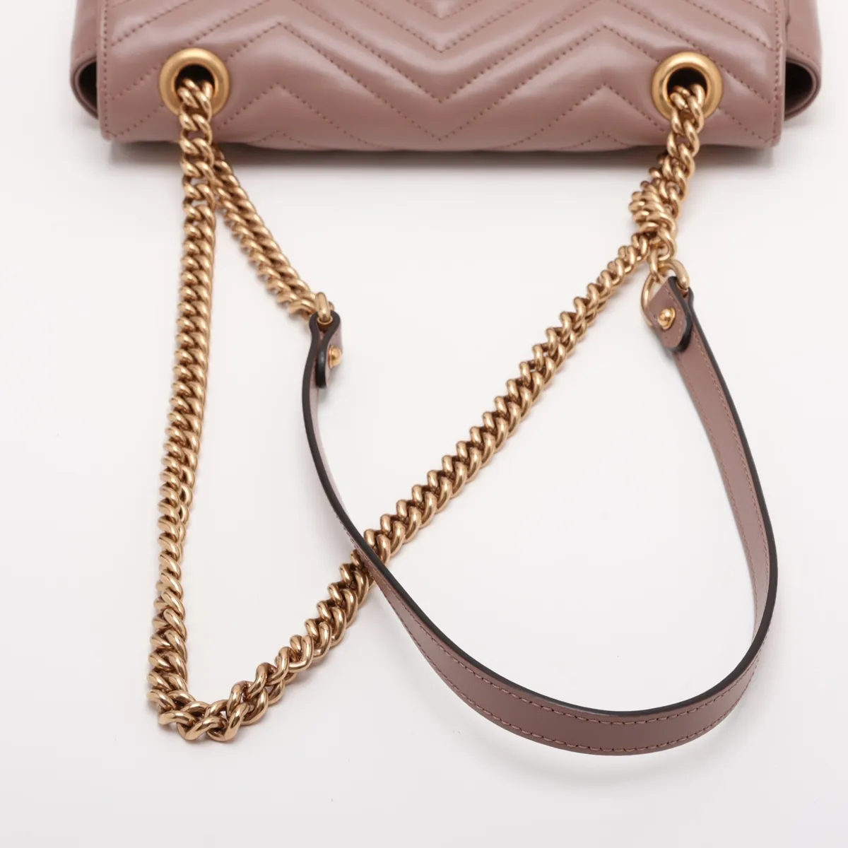 GG Marmont Leather Chain Shoulder Bag, Beige, 443497 — view 5