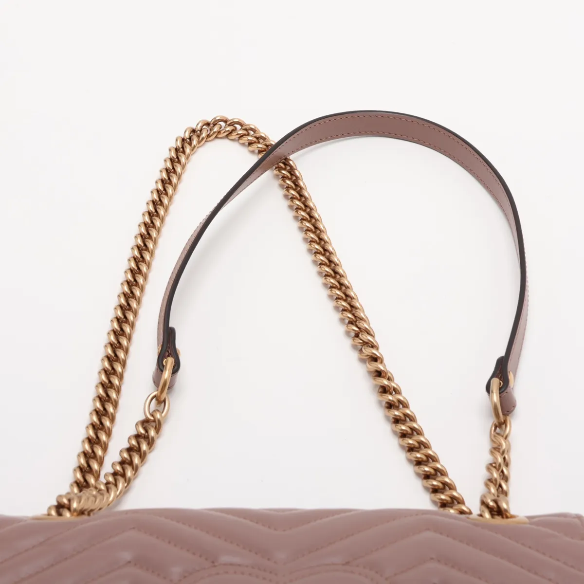 GG Marmont Leather Chain Shoulder Bag, Beige, 443497 — view 6