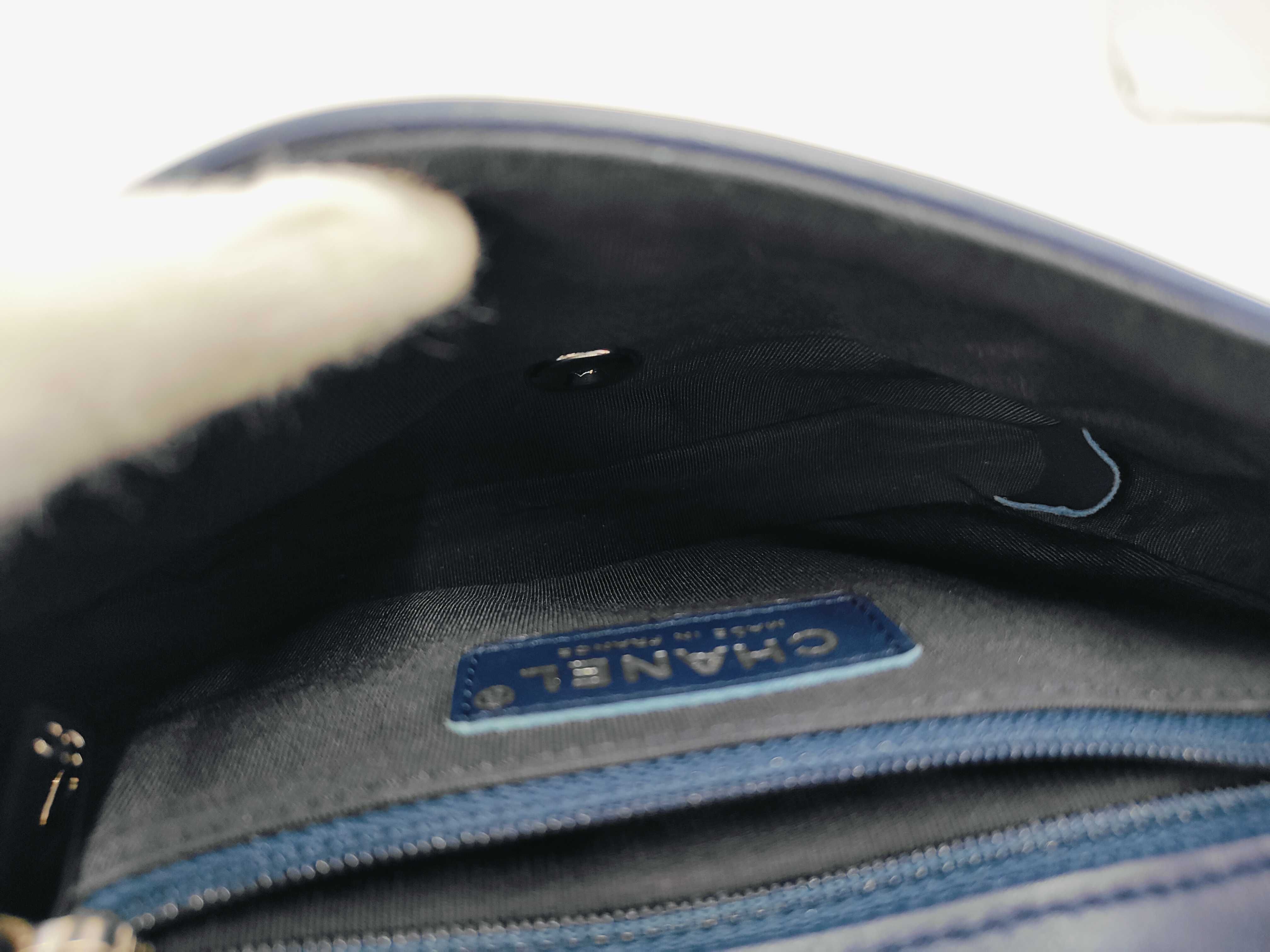 Mini Flap Bag, Matelassé Lambskin, Navy, Silver Hardware, AS0016 Shoulder Bag — view 8