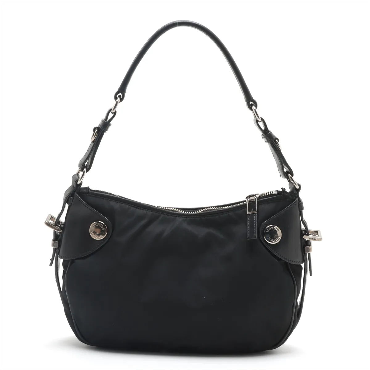 Tessuto Nylon x Leather Shoulder Bag Black Parts available before repair — view 2