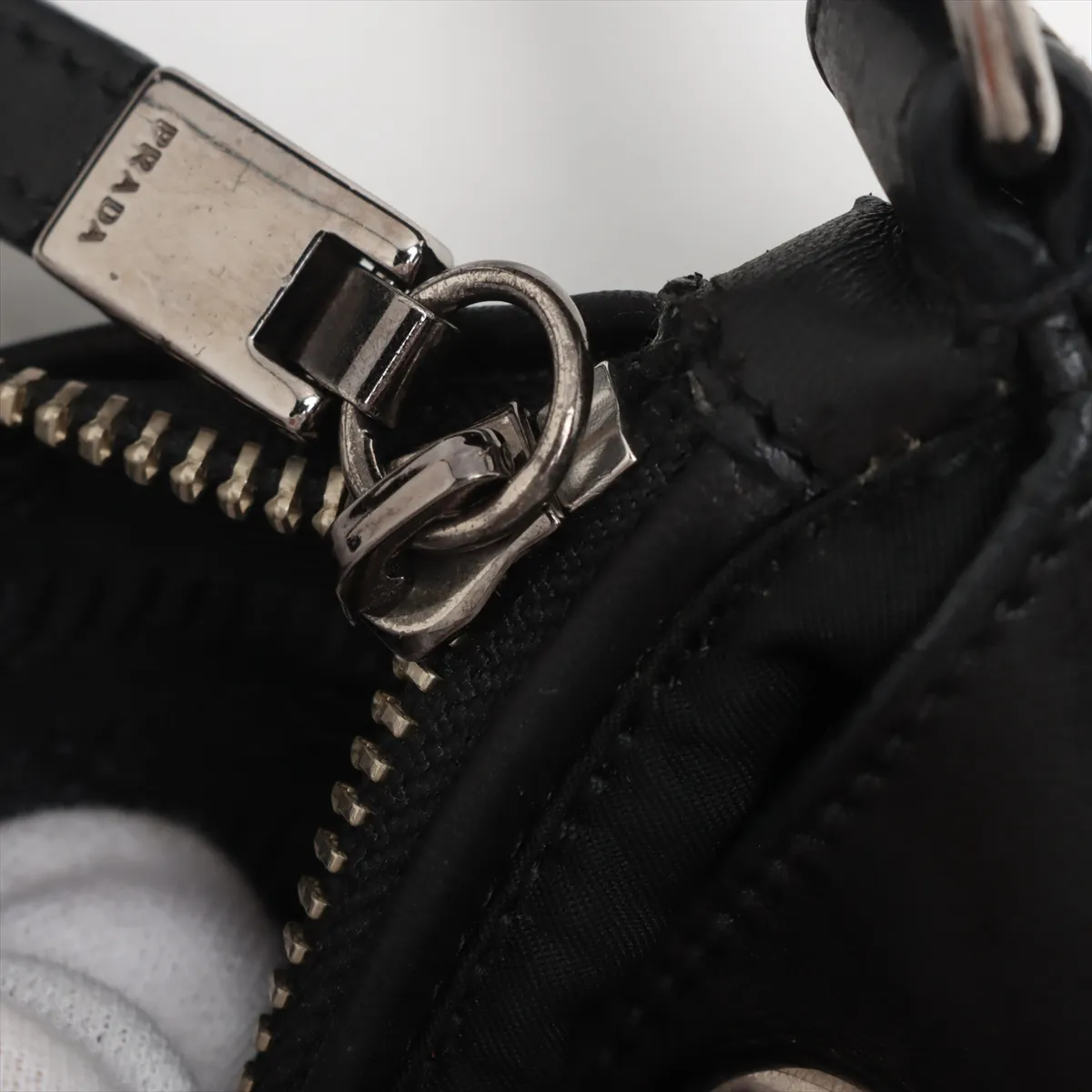 Tessuto Nylon x Leather Shoulder Bag Black Parts available before repair — view 11