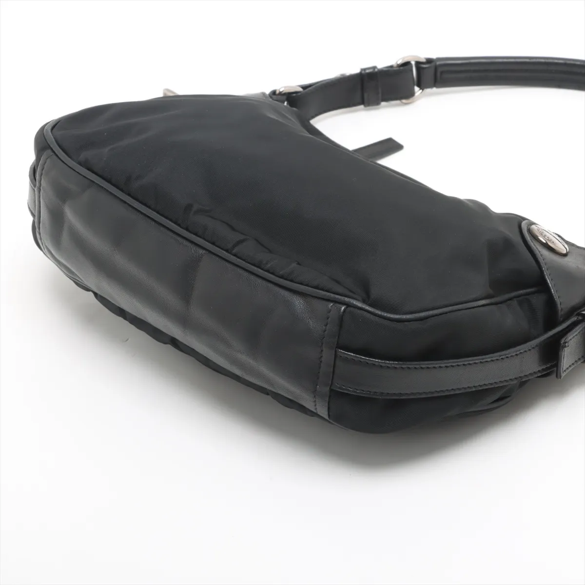 Tessuto Nylon x Leather Shoulder Bag Black Parts available before repair — view 3
