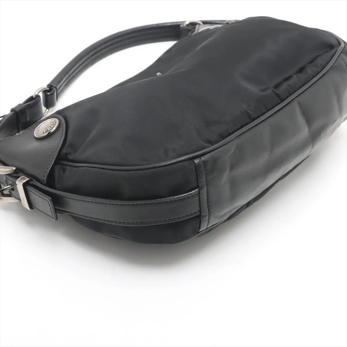 Tessuto Nylon x Leather Shoulder Bag Black Parts available before repair — view 4