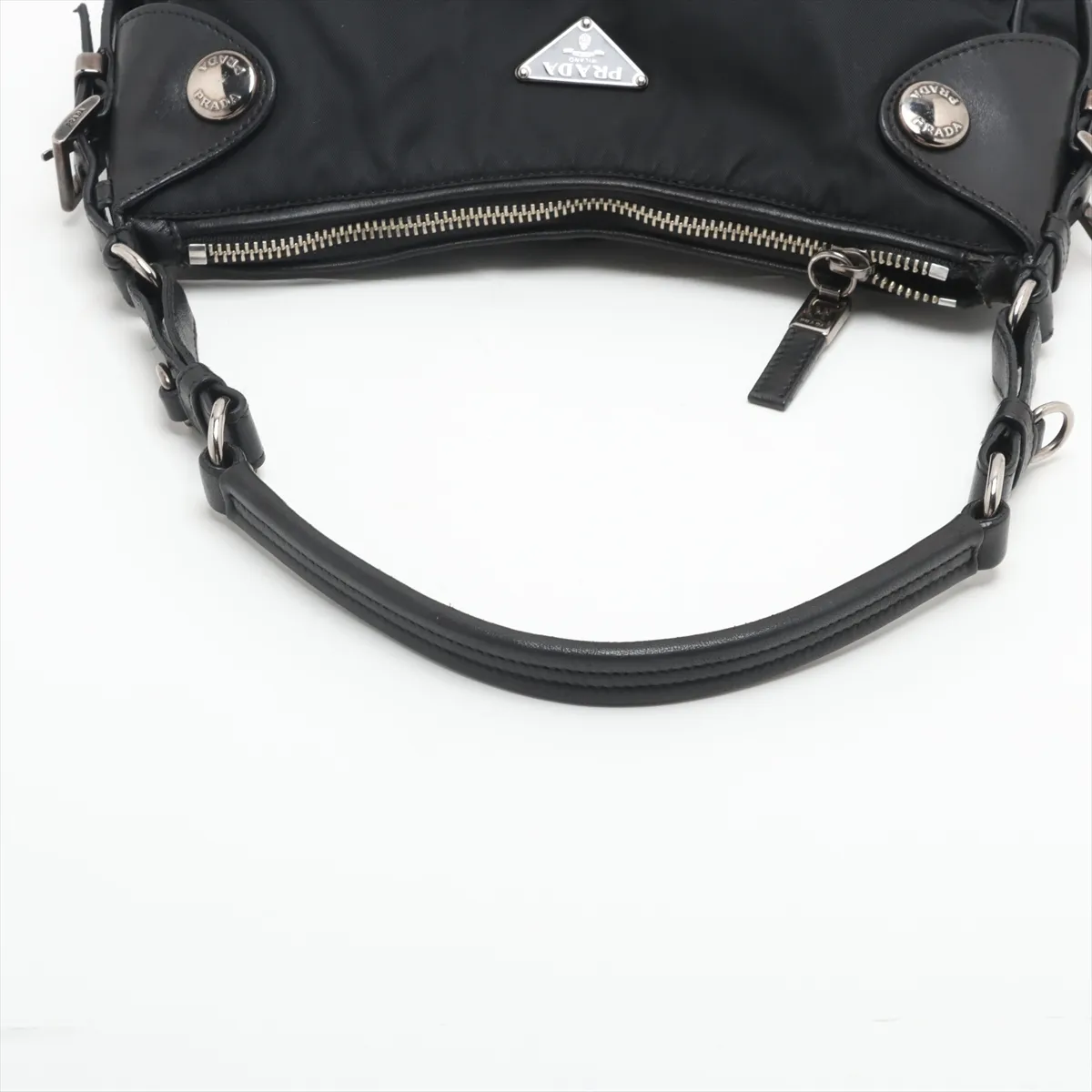Tessuto Nylon x Leather Shoulder Bag Black Parts available before repair — view 5
