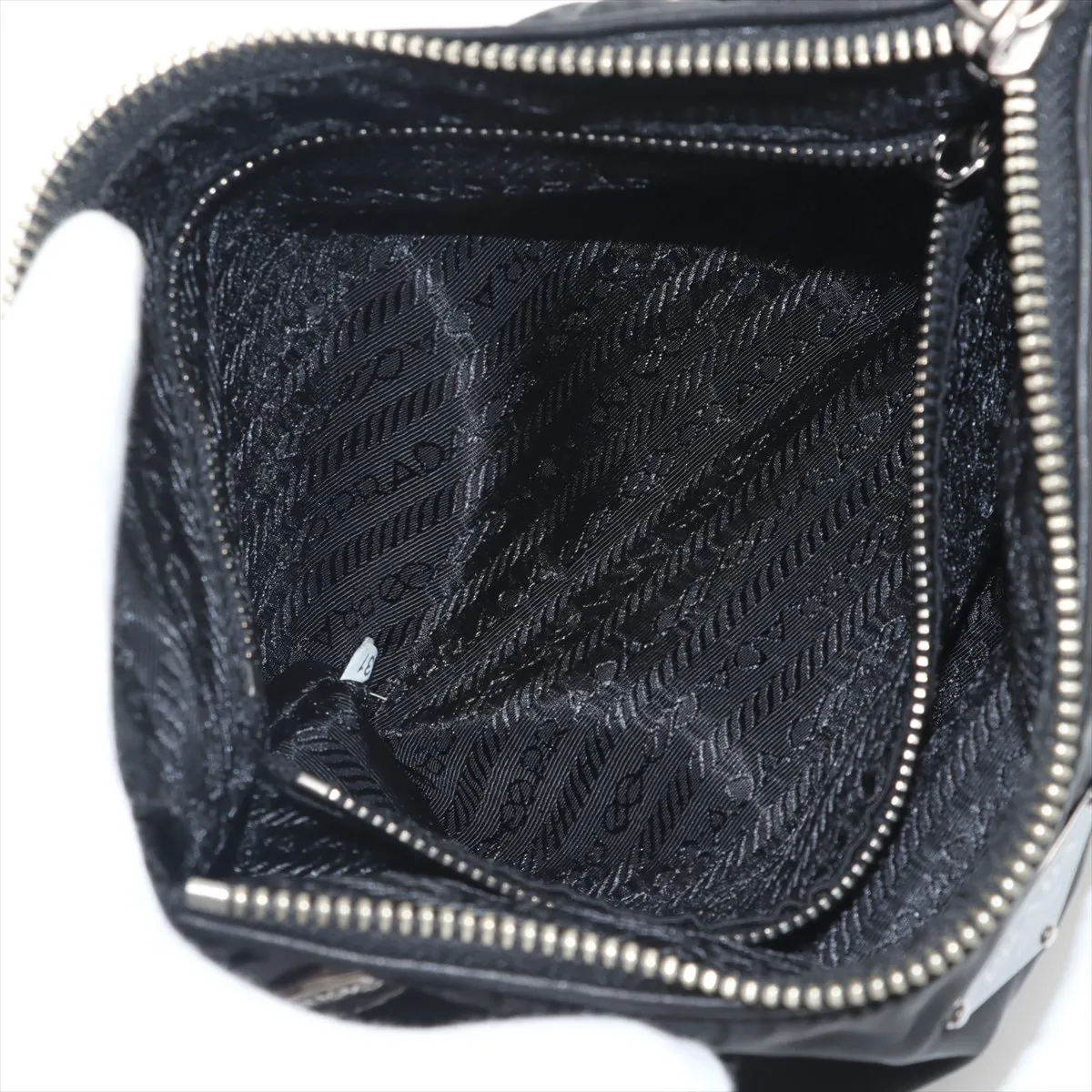 Tessuto Nylon x Leather Shoulder Bag Black Parts available before repair — view 8