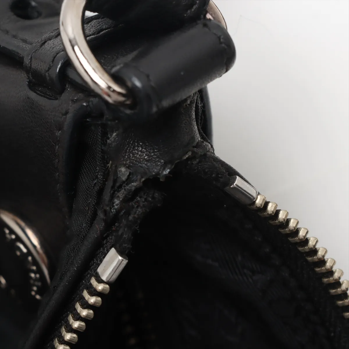 Tessuto Nylon x Leather Shoulder Bag Black Parts available before repair — view 10