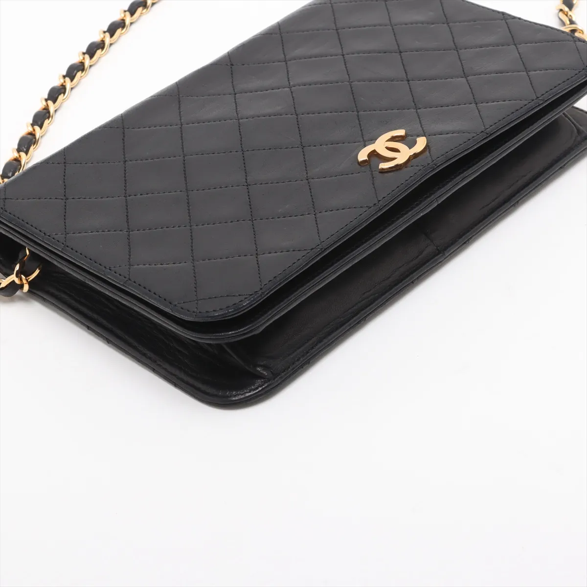 Matelasse Lambskin Chain Shoulder Bag Push Lock Black Gold Hardware 271538 Series 0 — view 4