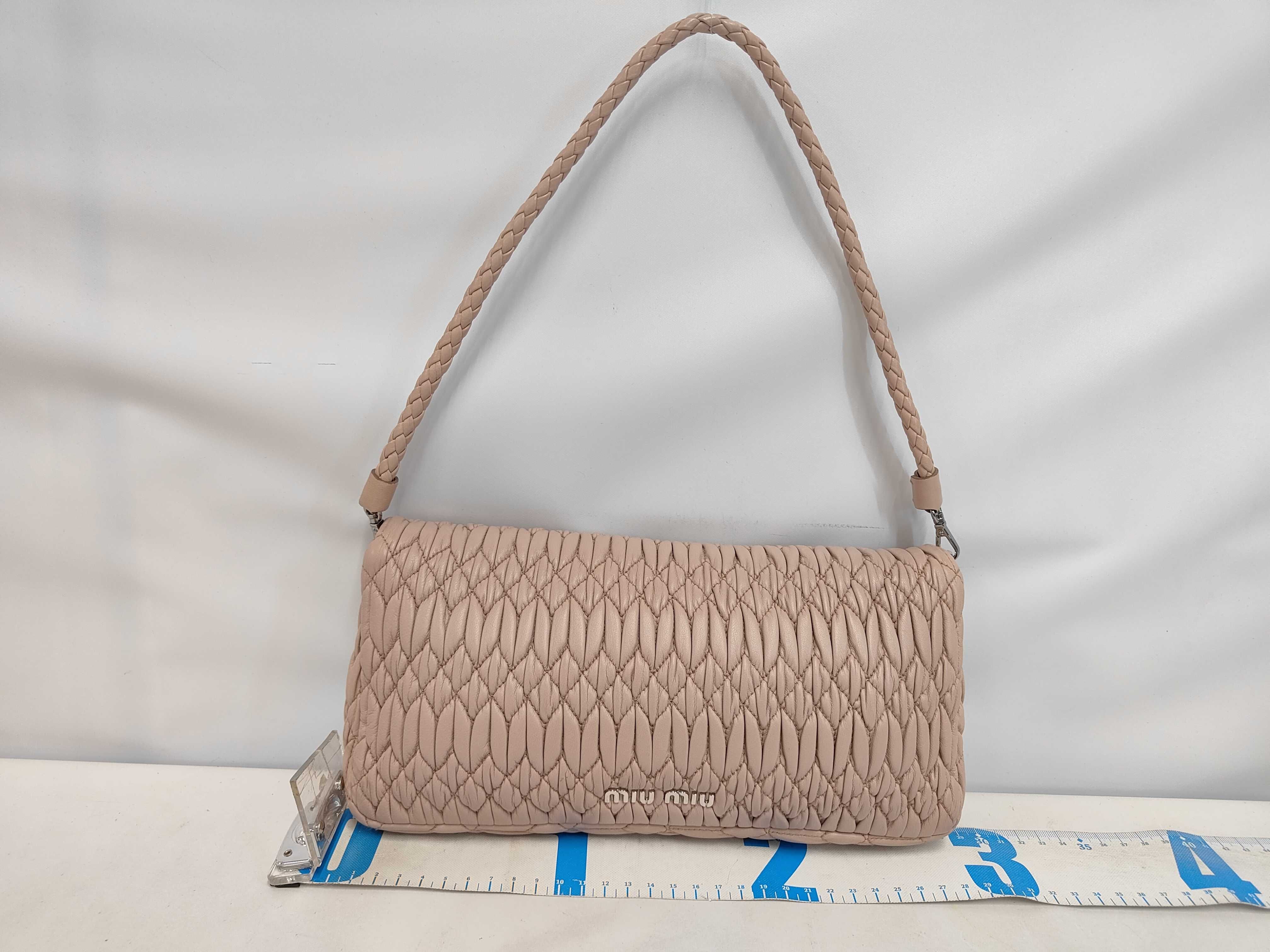 5BD233 Leather Matelassé Nappa Crystal 2-Way Shoulder Bag Pink Handbag — view 2