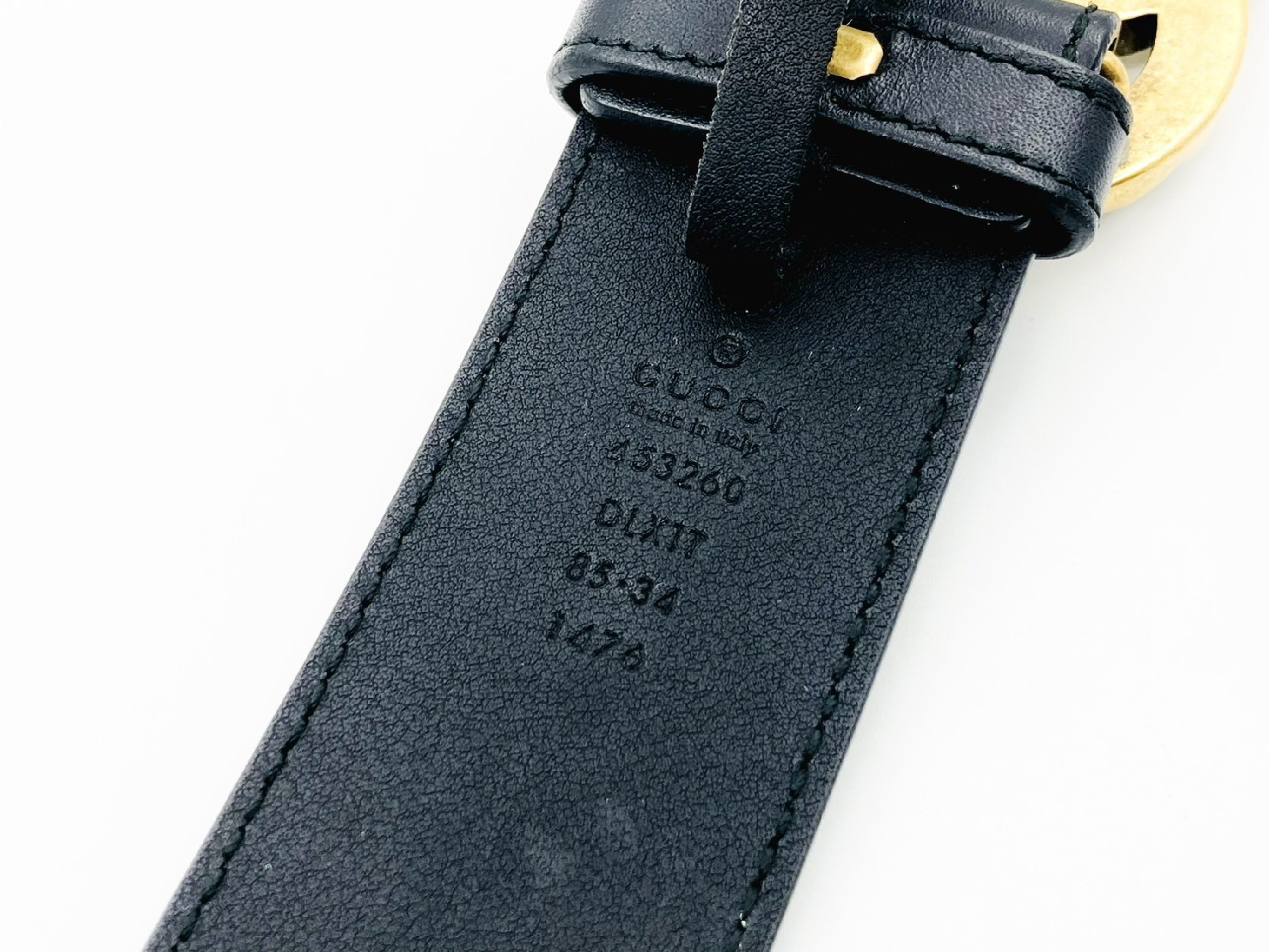 453260 Double G Pearl Studded Leather Belt 85/34 Black Belt — view 3