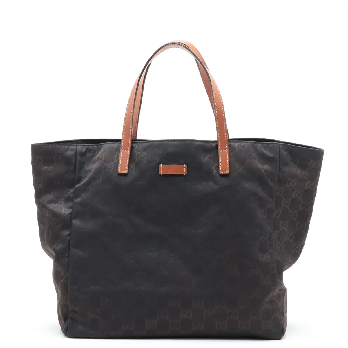 GG Nylon 282439 Nylon x Leather Tote Bag Brown