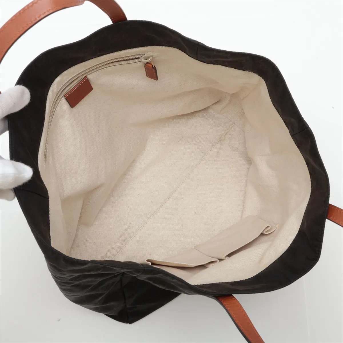 GG Nylon 282439 Nylon x Leather Tote Bag Brown — view 7