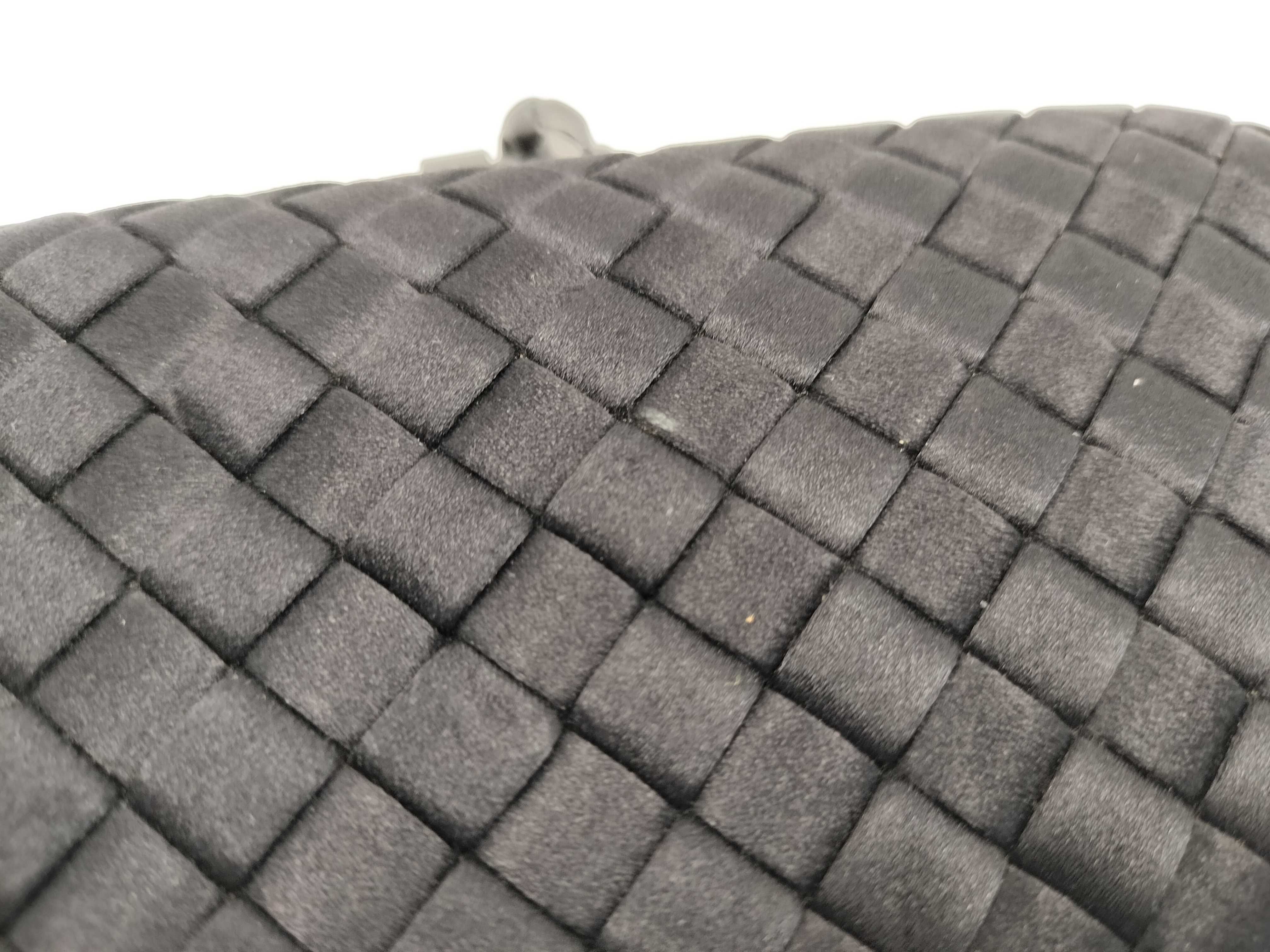 Intrecciato PH - Intrecciato Knot Satin Clutch Bag Black Leather Clutch Bag — view 11