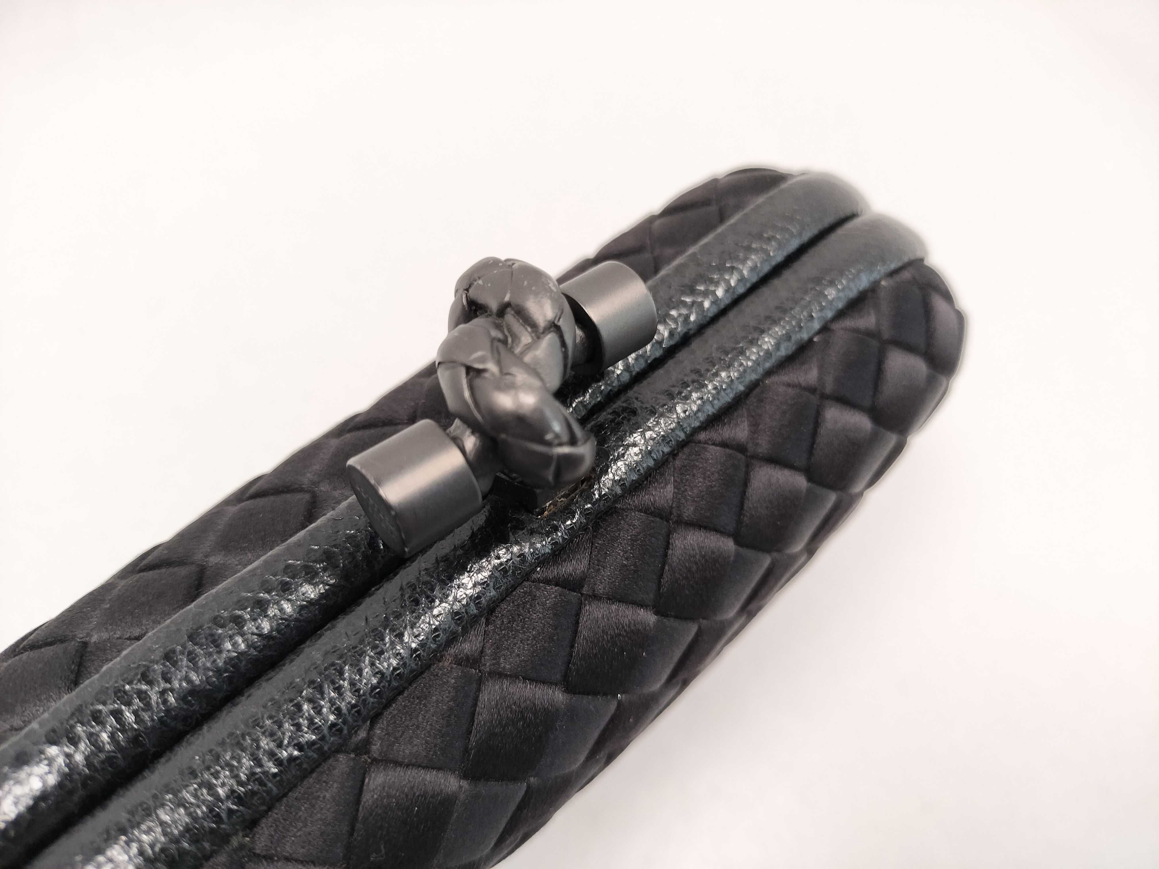 Intrecciato PH - Intrecciato Knot Satin Clutch Bag Black Leather Clutch Bag — view 5